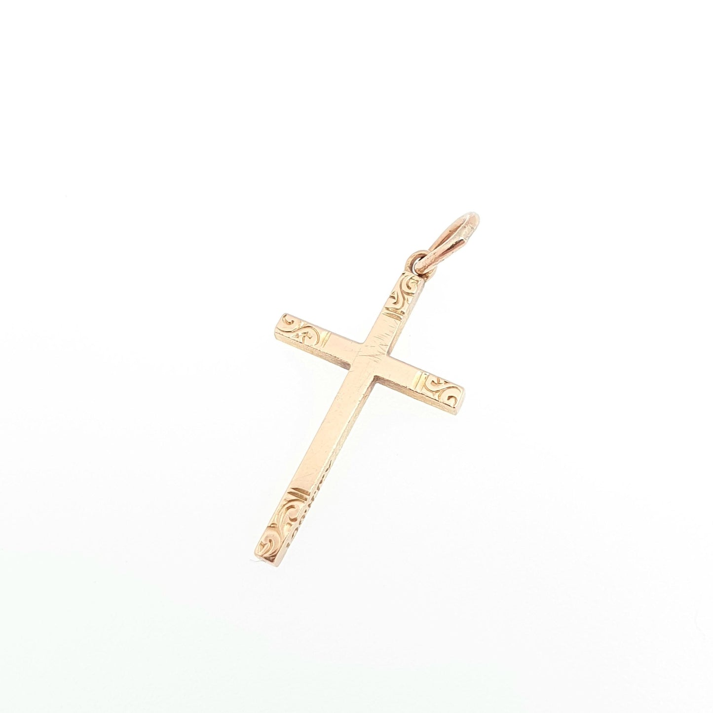 Antique 9k 9ct Gold Crucifix Necklace Cross Pendant 1920s Solid Yellow Charm Catholic Christian Religious Mens Womens Jewelry Jewellery