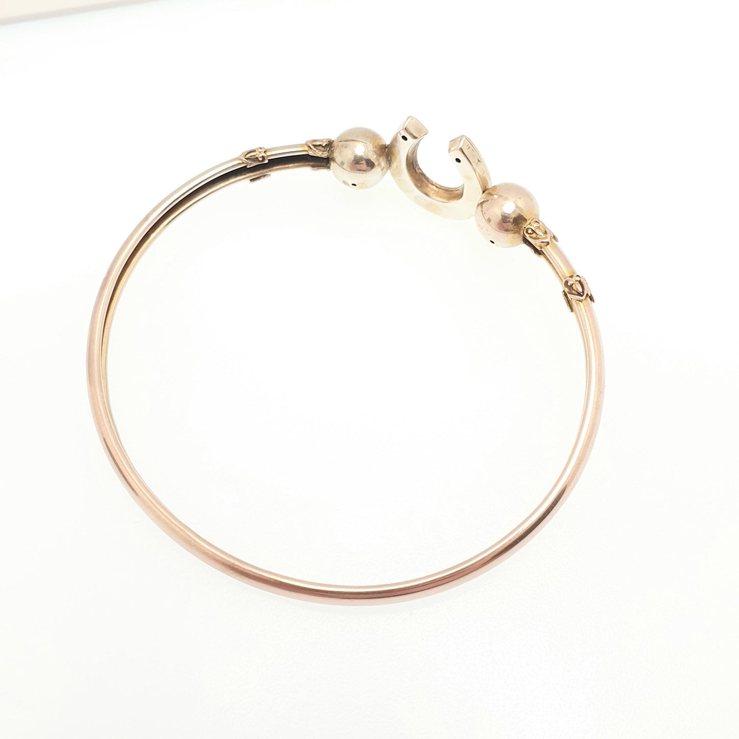 Antique 9ct 9k Gold Horseshoe Bracelet Bangle Seed Pearl Edwardian Lucky Good Luck Solid 375 Rose Yellow Vintage Jewelry Jewellery Womens