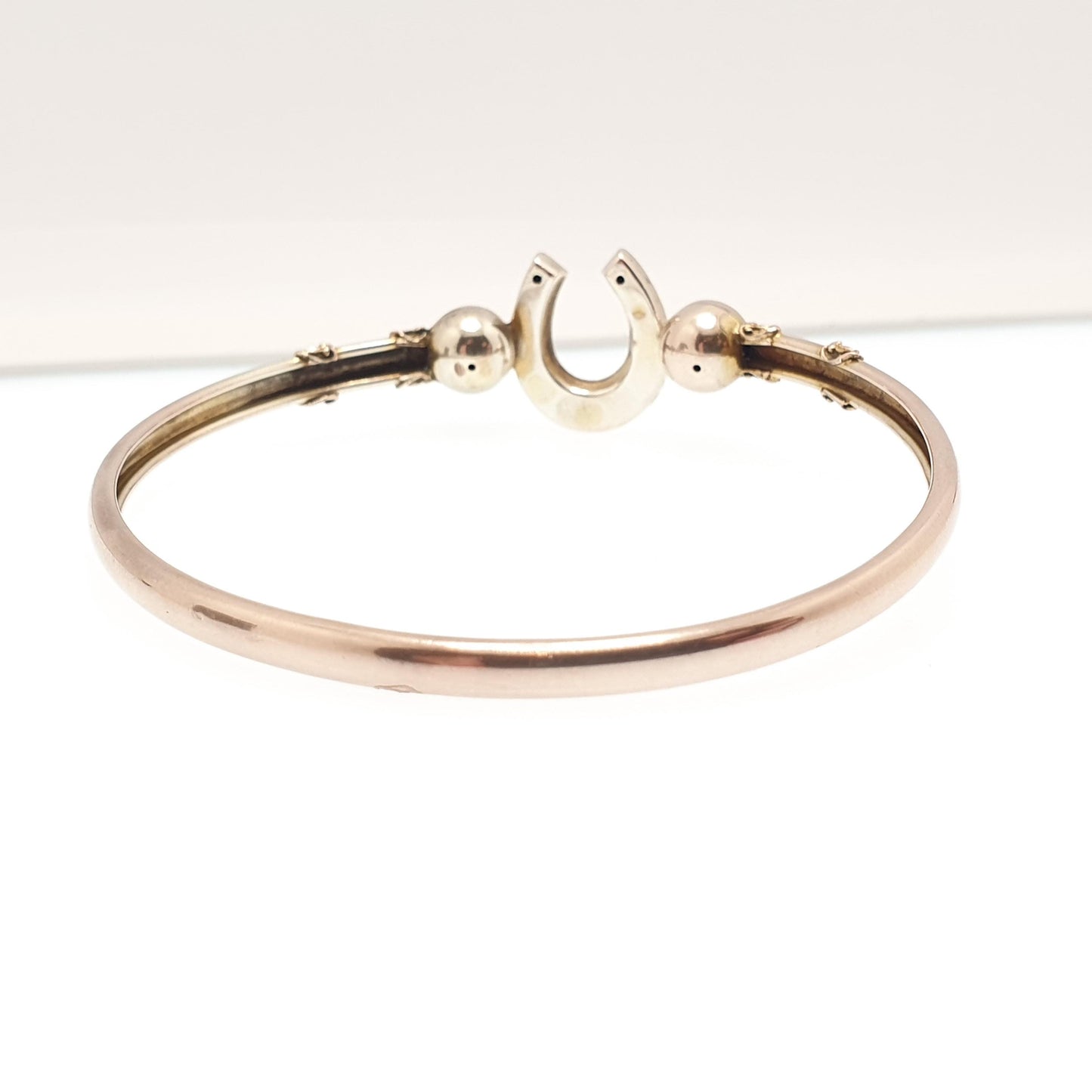 Antique 9ct 9k Gold Horseshoe Bracelet Bangle Seed Pearl Edwardian Lucky Good Luck Solid 375 Rose Yellow Vintage Jewelry Jewellery Womens