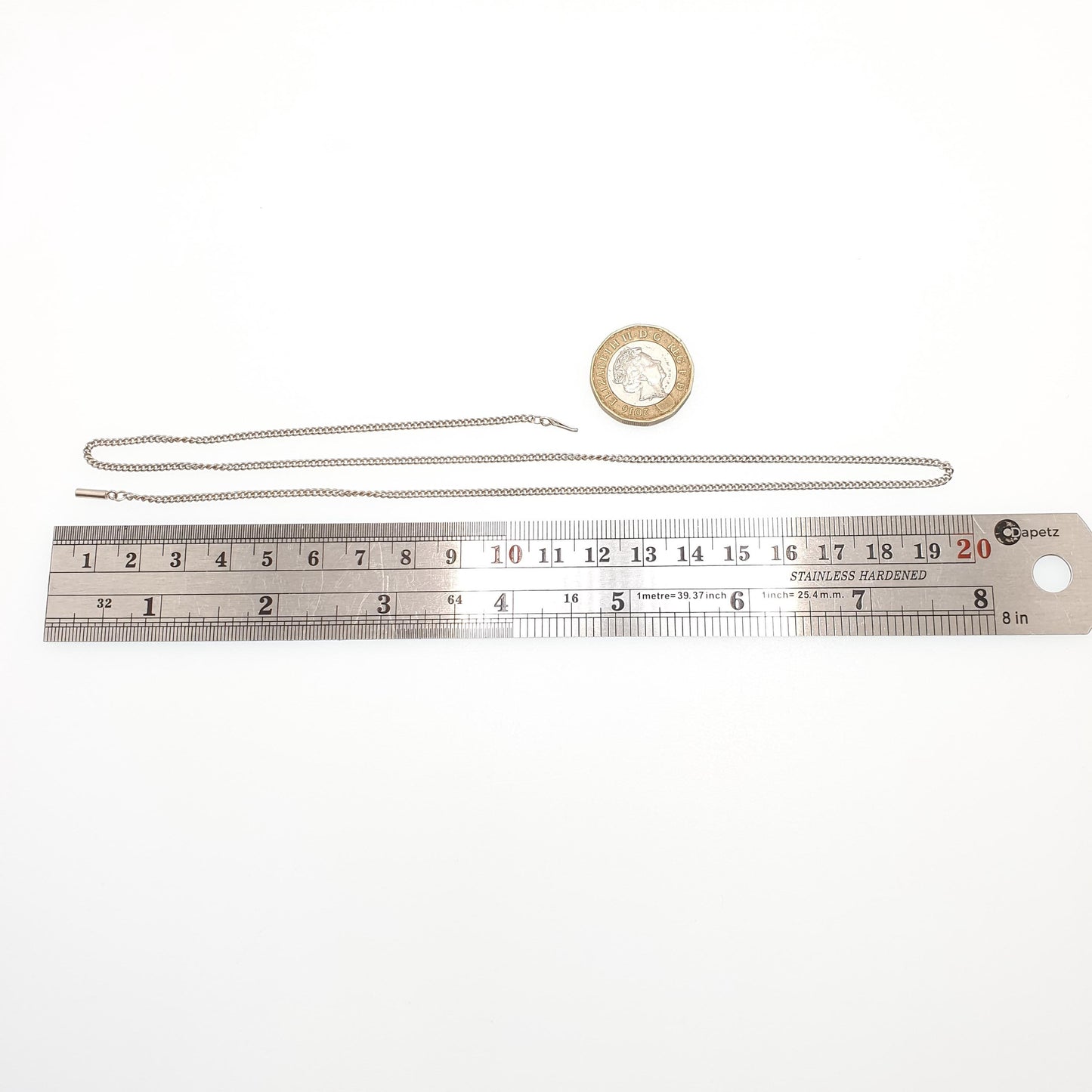 Antique Victorian Solid Silver Chain Necklace Curb Link 49cm 19.2" 4.66g Barrel Clasp Solid 800 Women Ladies Girls Retro Jewelry Jewellery