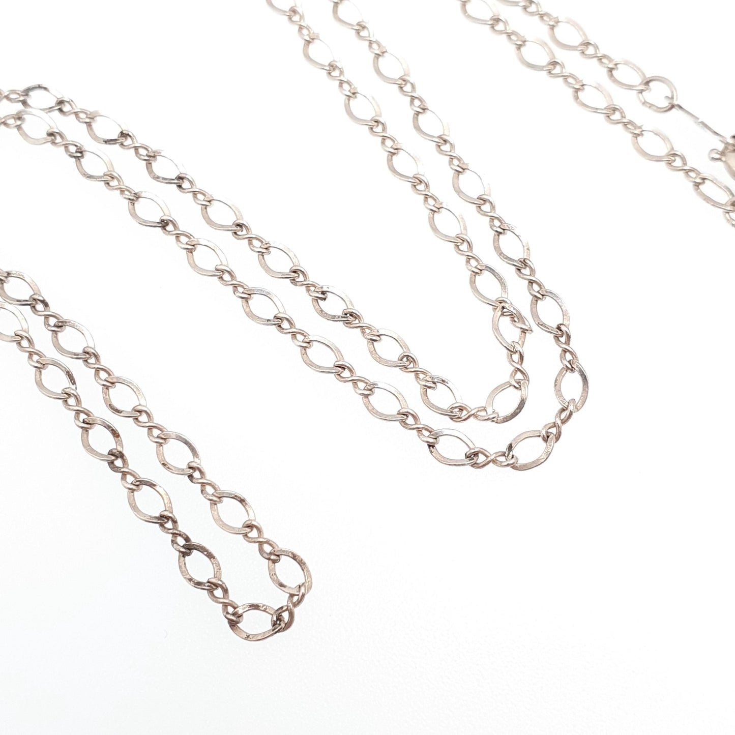 Vintage Sterling Silver Figaro Link Chain Necklace 46cm 18.1" 2.77g Curb Links Long Solid 925 Unisex Mens Womens Retro Jewelry Jewellery