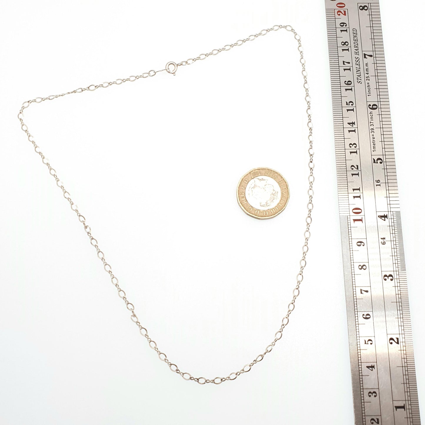 Vintage Sterling Silver Figaro Link Chain Necklace 46cm 18.1" 2.77g Curb Links Long Solid 925 Unisex Mens Womens Retro Jewelry Jewellery