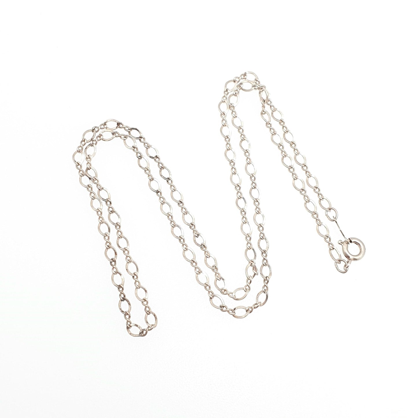 Vintage Sterling Silver Figaro Link Chain Necklace 46cm 18.1" 2.77g Curb Links Long Solid 925 Unisex Mens Womens Retro Jewelry Jewellery