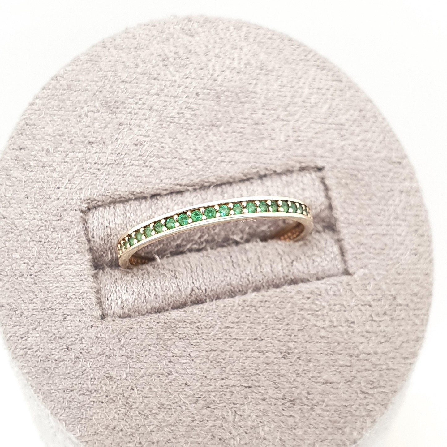 Vintage 9k 9kt Gold Emerald Ring Half Eternity Solid 9ct 375 Estate Fine Retro Genuine Gemstone Stacker Gift Real Jewelry Jewellery Womens