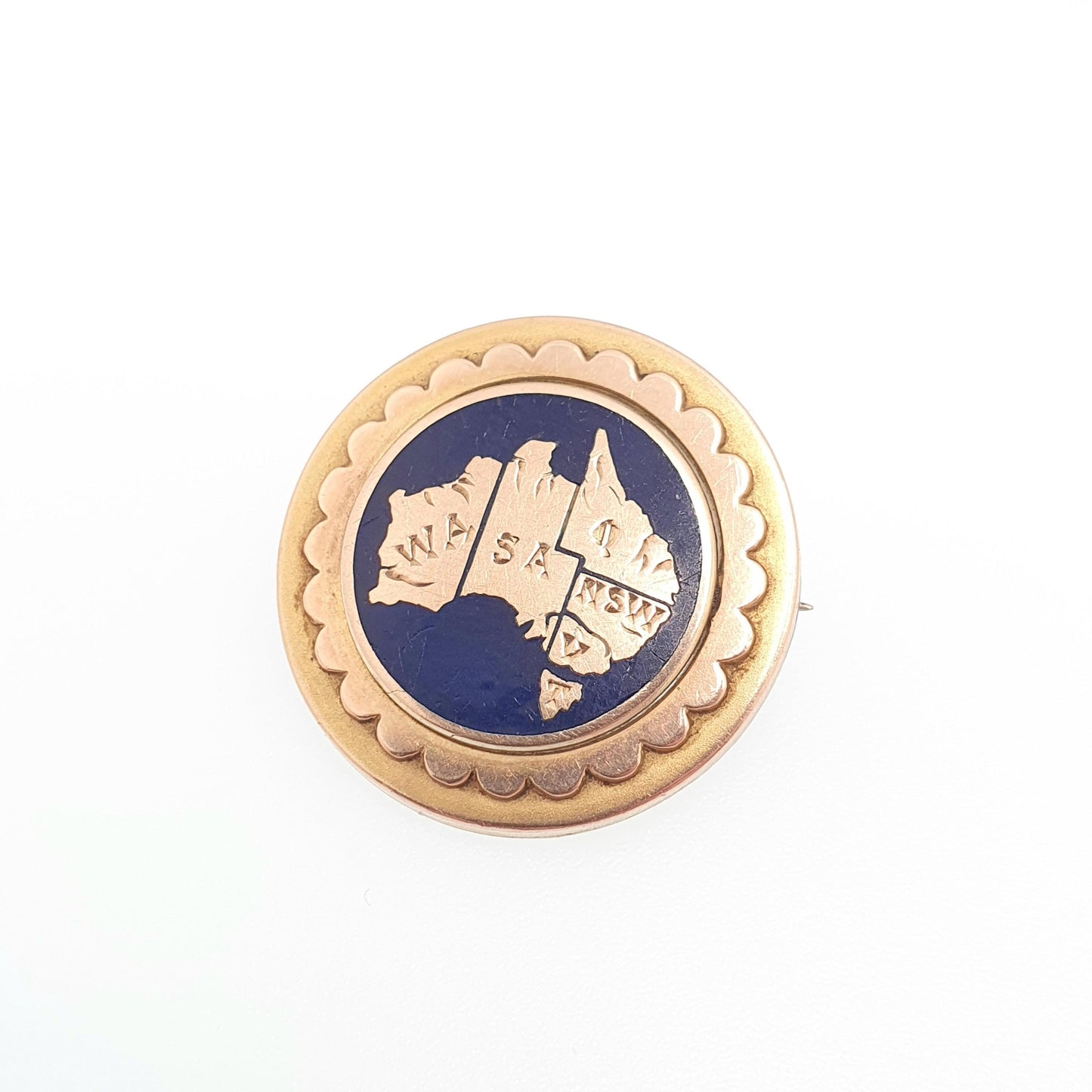 RESERVED/SOLD DON Antique 9ct Gold Australia Brooch States Territories Australian Hallmarked Enamel Willis & Sons Style Solid