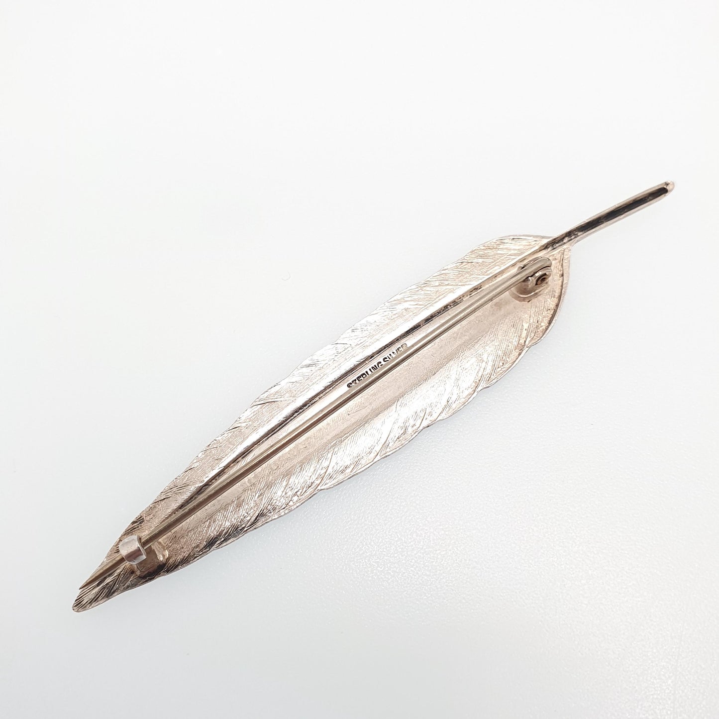 Antique Sterling Silver Enamel Feather Leaf Brooch Pin Autumn Leaves Brown Orange Bird Solid 925 Naturalistic Vintage Jewelry Jewellery