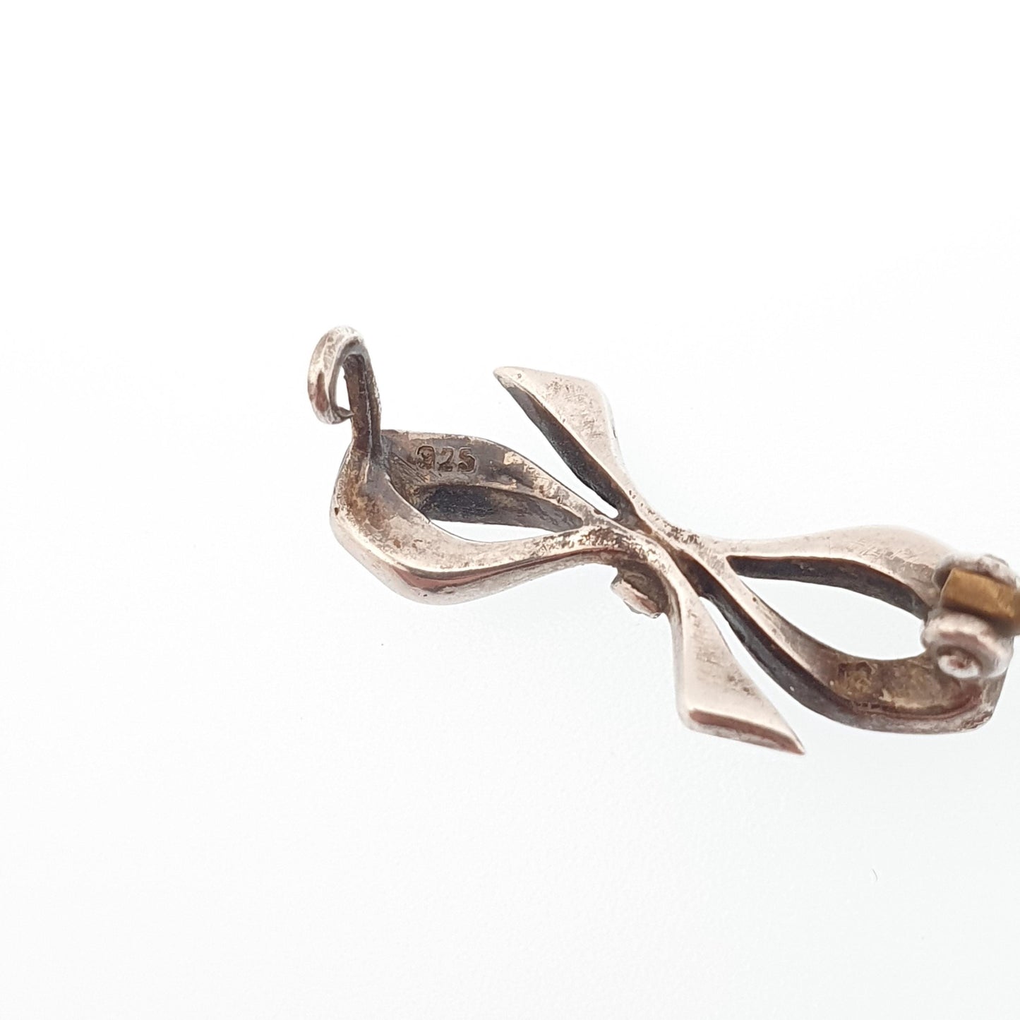 Antique Art Deco Paste Sterling Silver Bow Brooch Ribbon Diamond Pastes Tiny Small 1920s Sweet Cute Quaint Womens Jewelry Jewellery Vintage