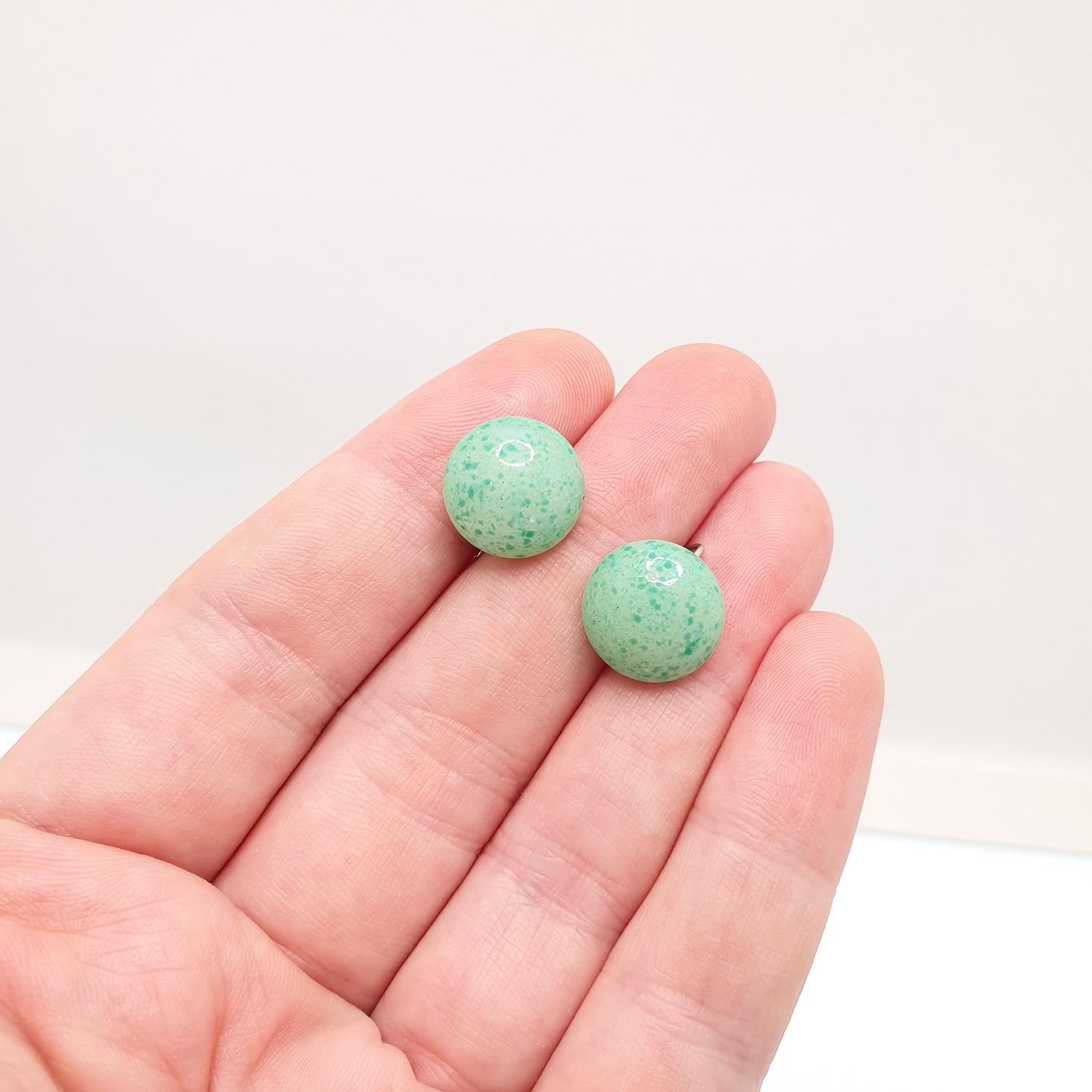 Antique Solid Silver Peking Glass Earrings Art Deco Faux Jade Bead Button Hook 1920s Vintage Round Green Flapper Womens Jewelry Jewellery