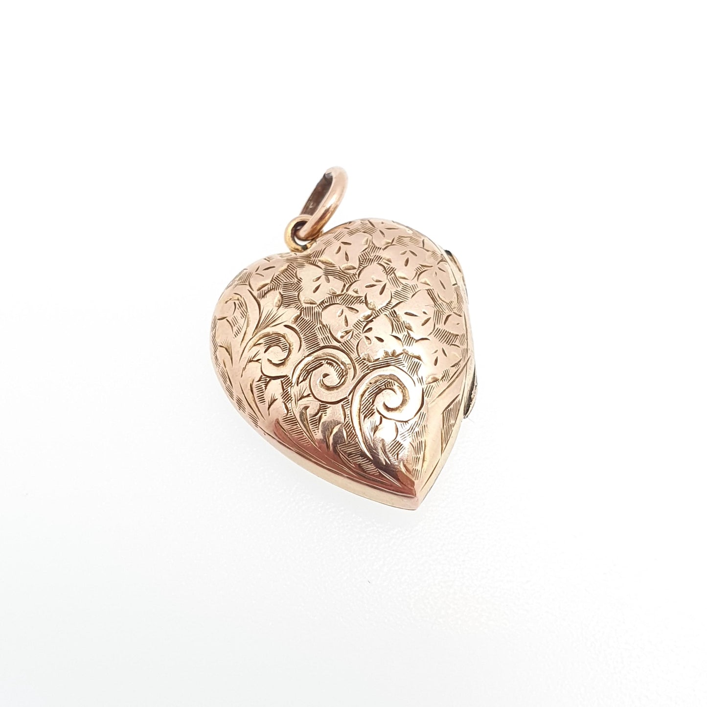Antique Victorian 9ct Gold Heart Locket Cute Engraved Solid 9kt 375 Pendant Fine Estate Love Gift Back & Front Necklace Jewelry Jewellery