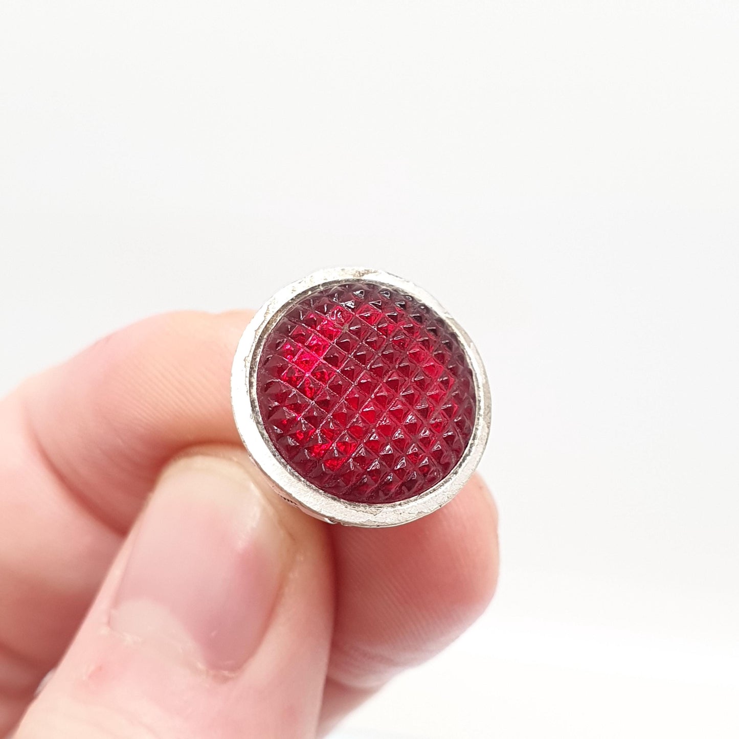Antique Georgian Fob Pendant Silver Plate Garnet Paste Necklace Dimpled Red Glass Letter Seal Gemstone Fine Estate Vintage Jewelry Jewellery