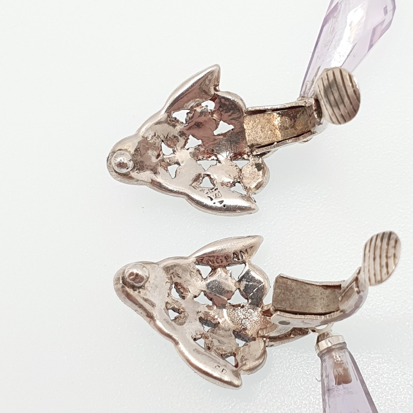 Antique Solid Silver Amethyst Earrings Genuine Amethyst Teardrop Art Deco Marcasite Vintage 1920s Chandelier Womens Jewelry Jewellery