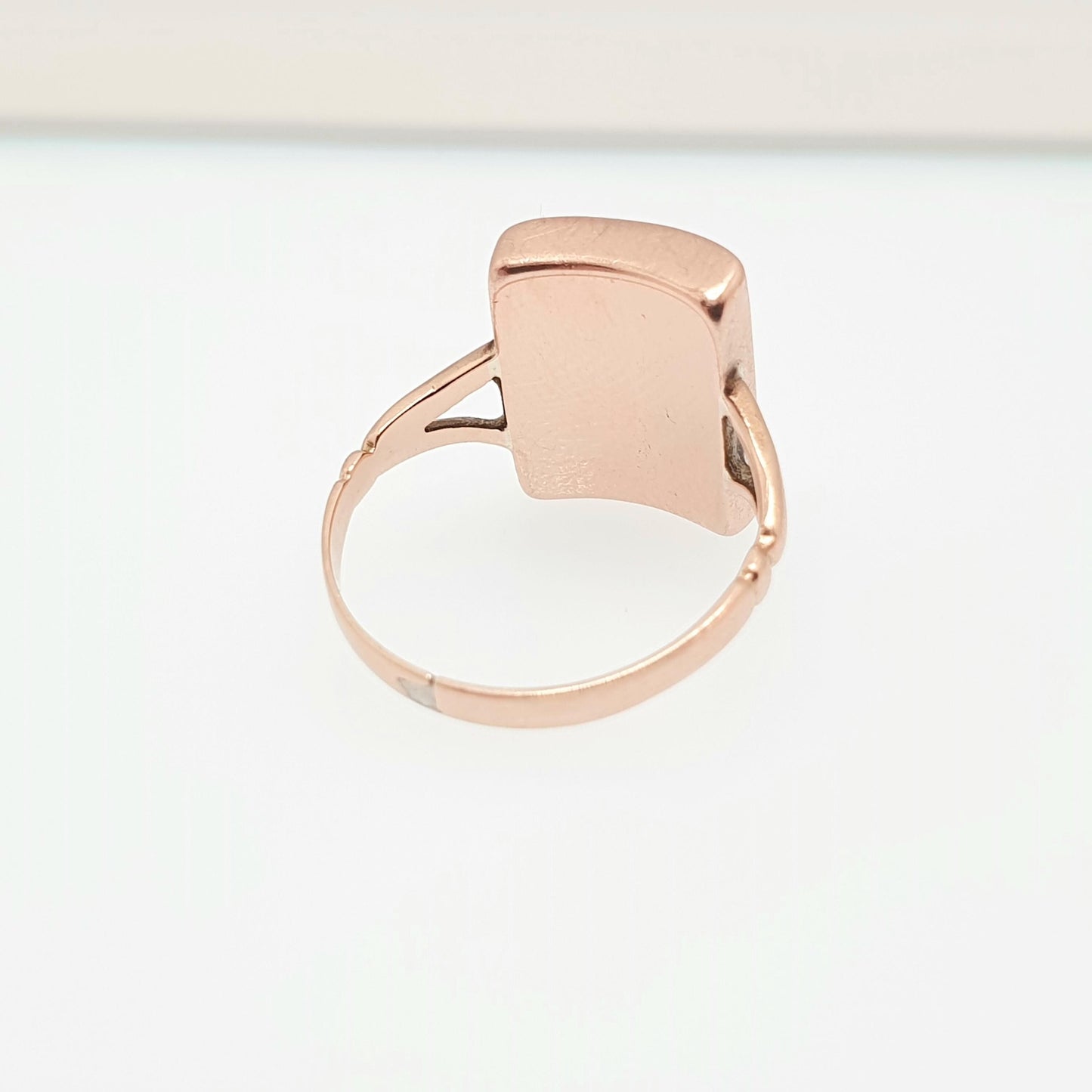 Antique 9ct Rose Gold "B" B Ring Art Deco Signet Rectangular Initial Letter Name Solid 9k 9kt Faux Onyx Womens Vintage Jewelry Jewellery