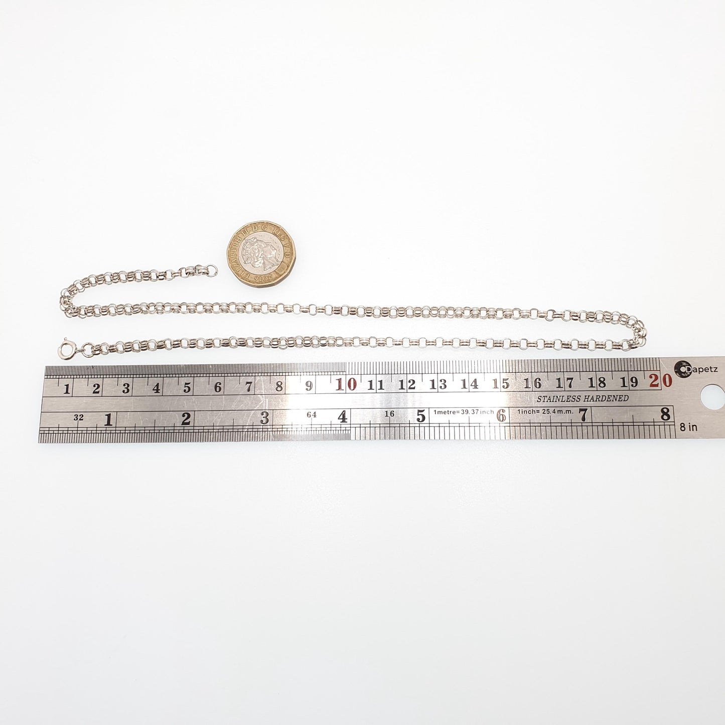 Vintage Sterling Silver Double Belcher Chain Necklace Rolo Link 45cm 17.7" 10.64g Thick 1987 Hallmark Round Solid 925 Womens Mens Jewelry