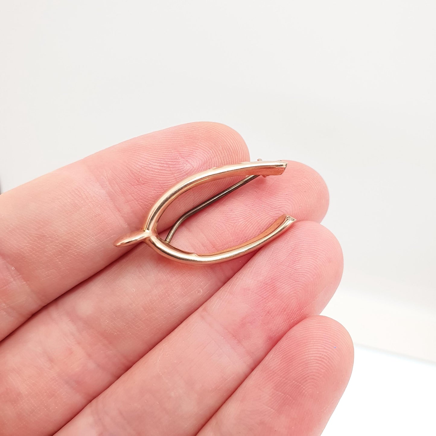 Antique 9ct 9k Gold Wishbone Brooch Victorian Turkey Pin Thanksgiving Good Luck Lucky Solid 375 Vintage Womens Jewelry Jewellery