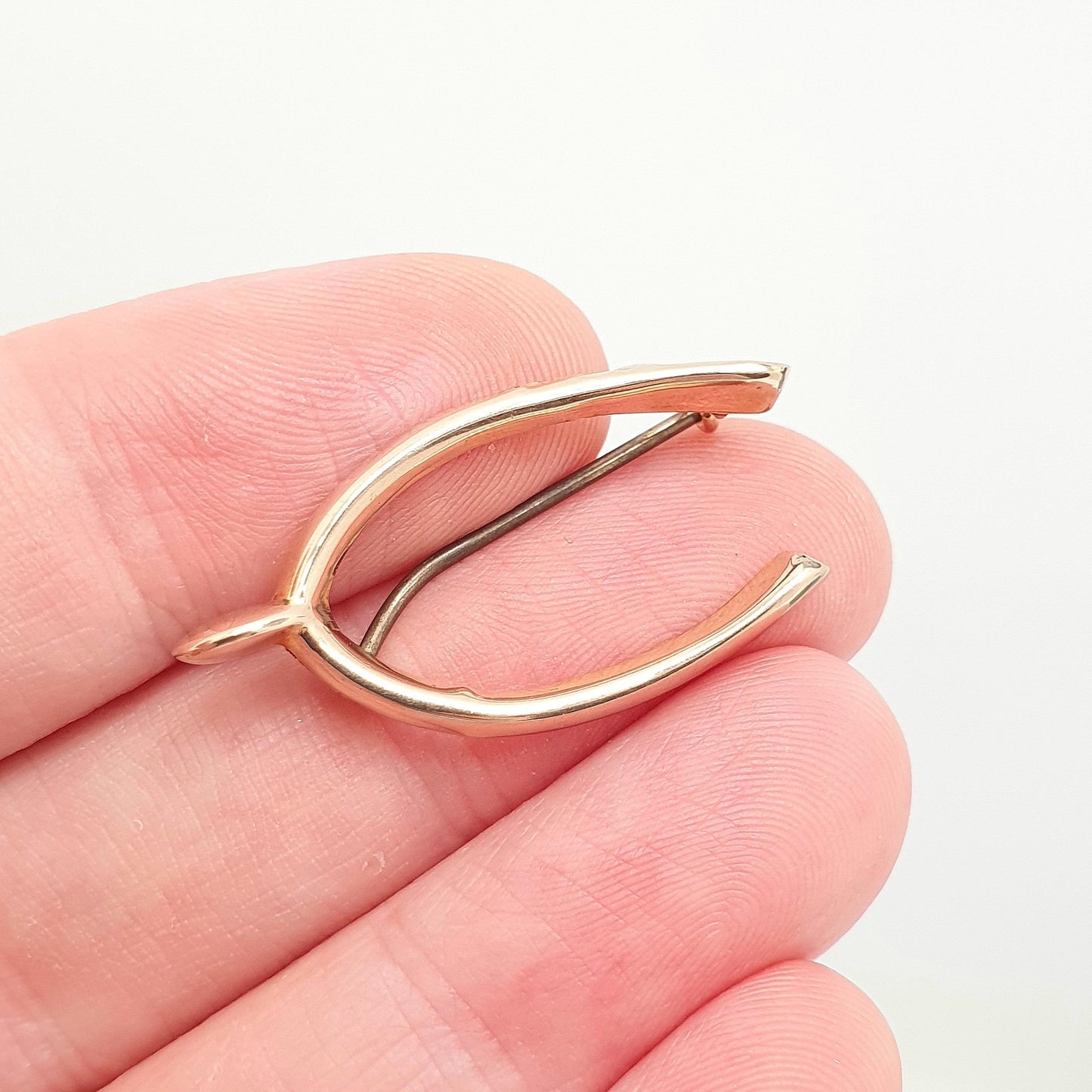 Antique 9ct 9k Gold Wishbone Brooch Victorian Turkey Pin Thanksgiving Good Luck Lucky Solid 375 Vintage Womens Jewelry Jewellery