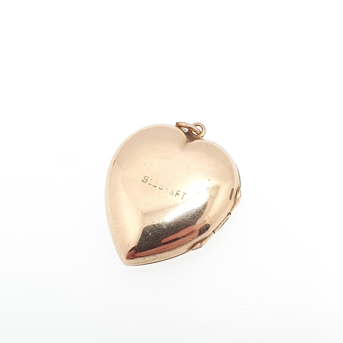 Antique 9ct Gold Heart Locket Cute Engraved Solid 9k 375 Pendant Fine Estate Love Gift Back & Front Necklace Retro Jewelry Womens Jewellery