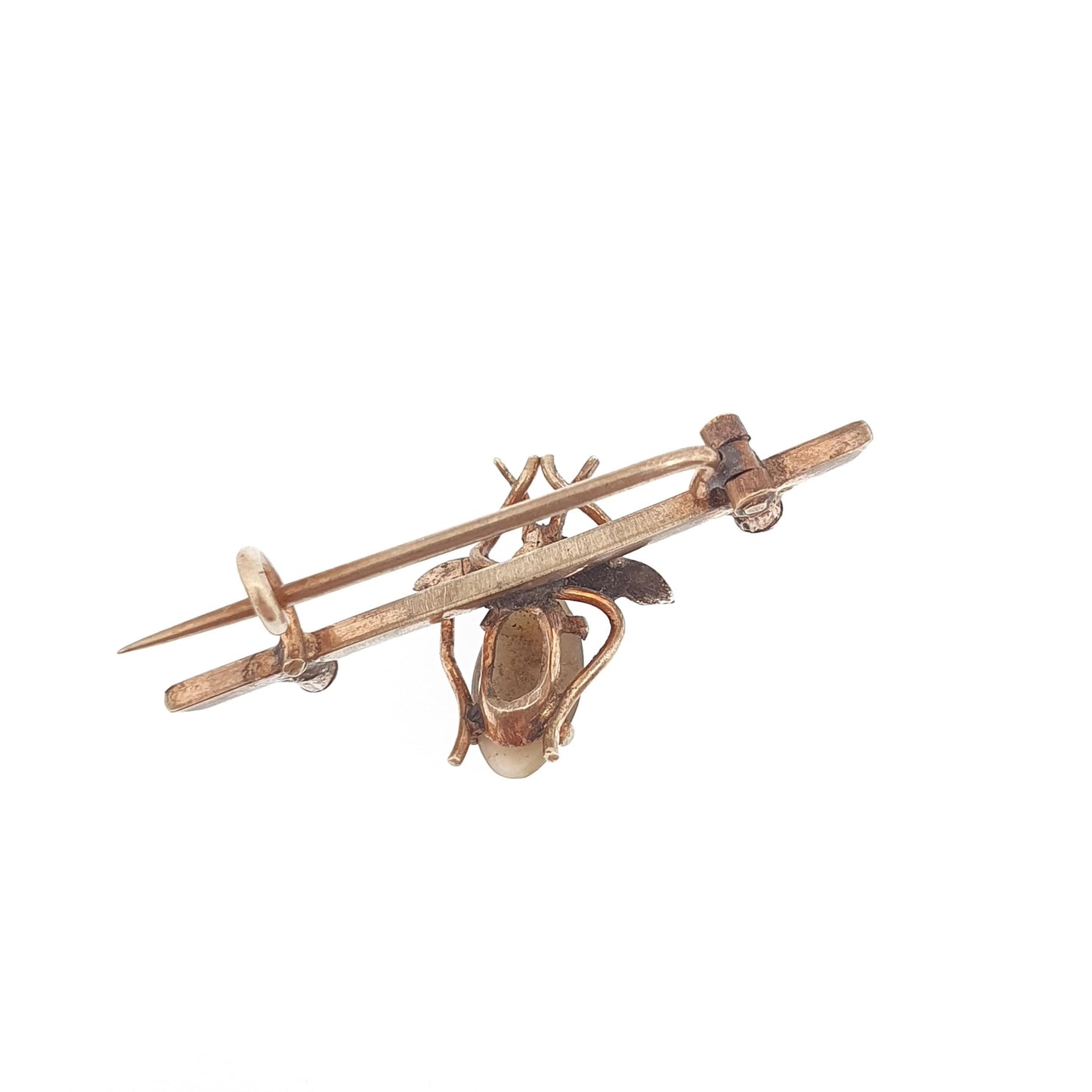 Antique Victorian Fly Bug Brooch Pin Cats Eye Diamond Paste Gold Gilt Chrysoberyl Vintage Insect Rare Gift Womens Vintage Jewellery Jewelry