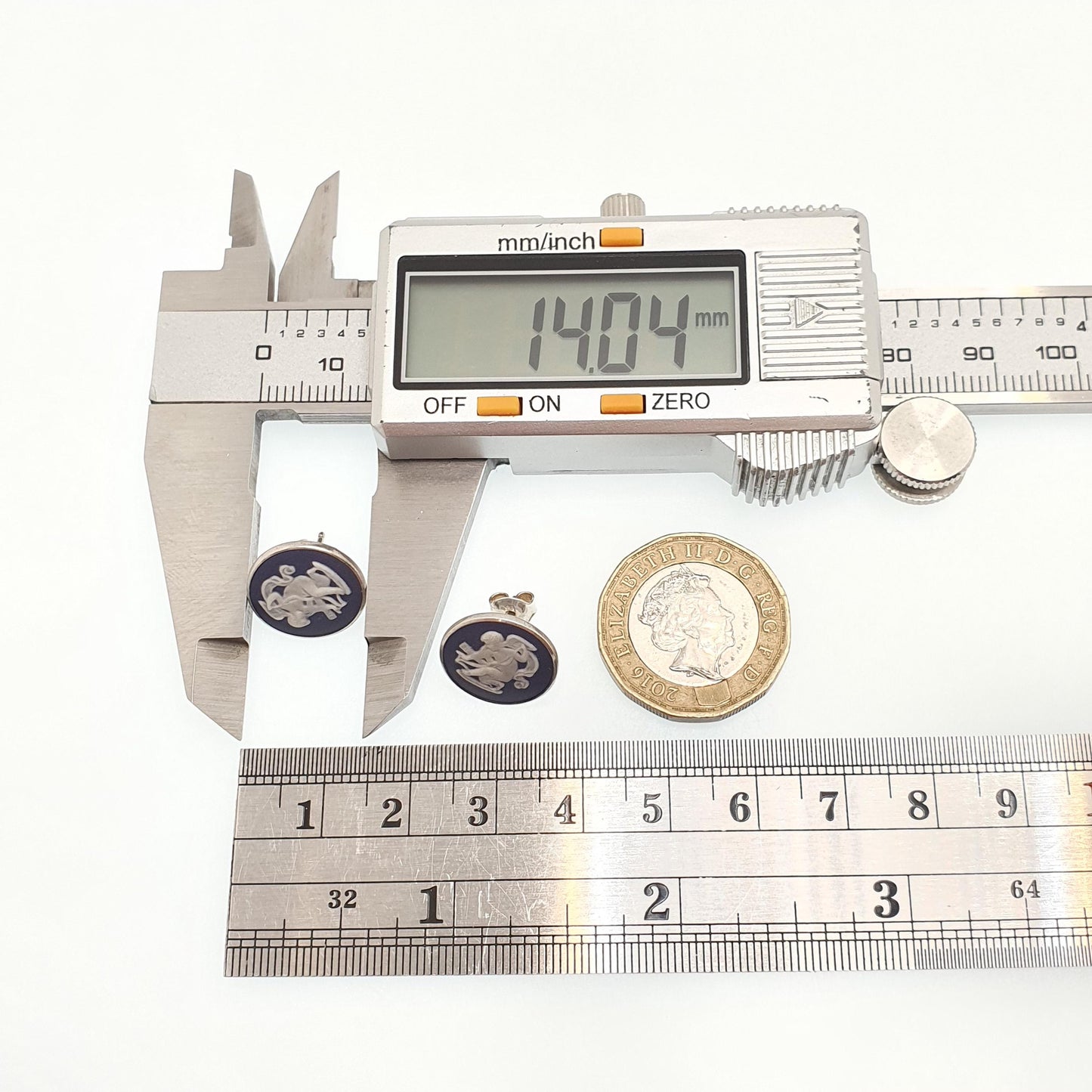 Vintage Sterling Silver Wedgwood Earrings Stud Genuine Navy Blue Jasperware 1976 Hallmarked 925 Josiah Womens Ladies Jewelry Jewellery