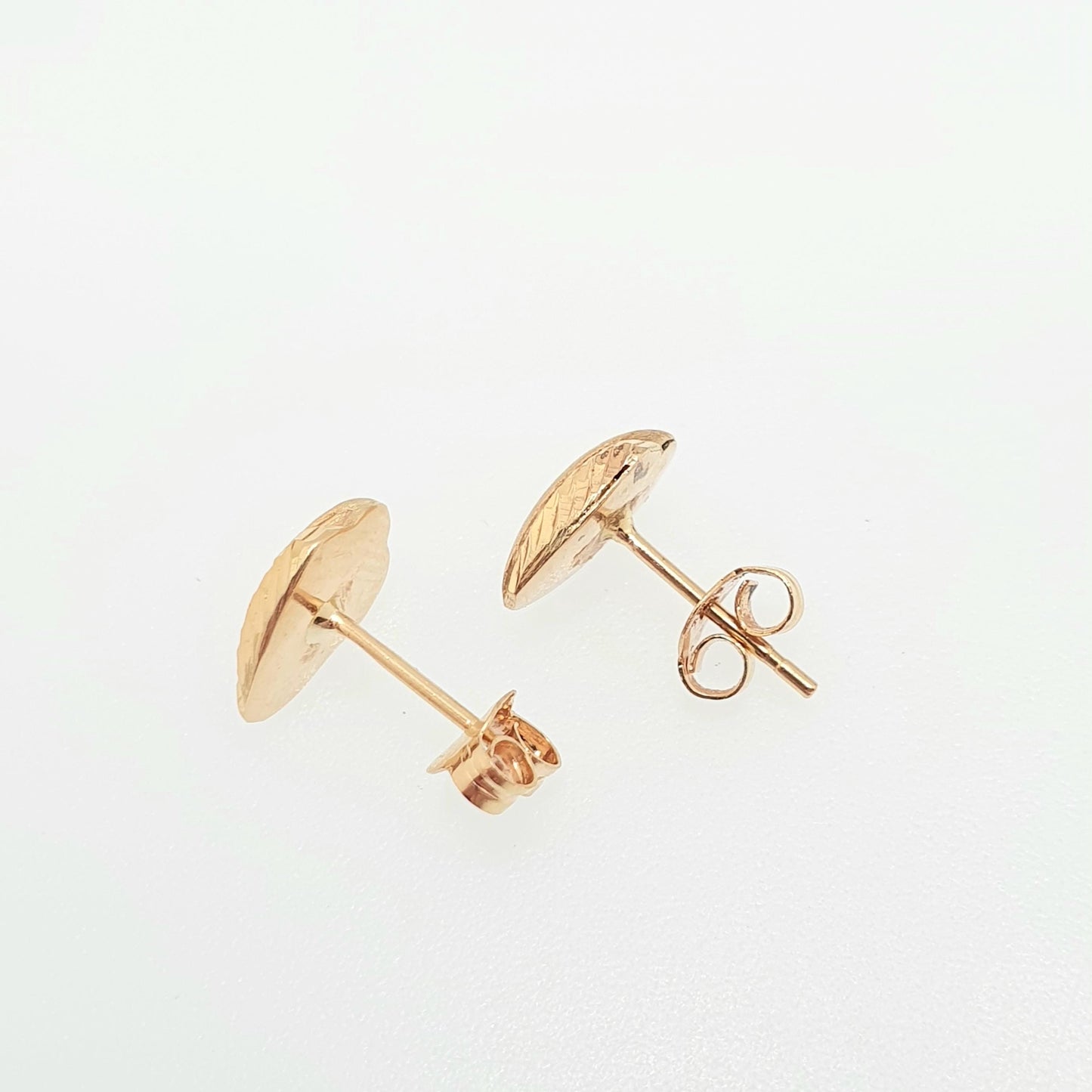 Vintage 18ct 18k Gold Stud Earrings Faceted Triangle French Solid 750 18kt Genuine Fine Estate Gift Dome Ladies Womens Jewelry Jewellery