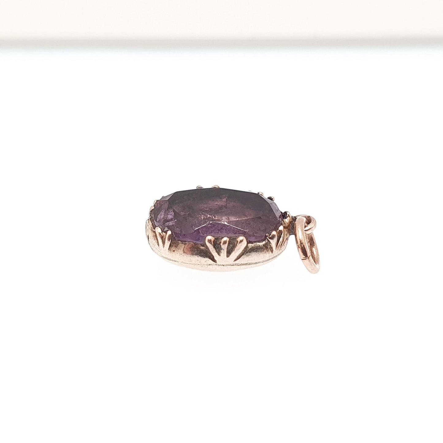 Antique Victorian 9ct Gold Natural Amethyst Pendant Charm Solid 9k 375 Necklace Oval Cut Gemstone Vintage Womens Ladies Jewellery Jewelry