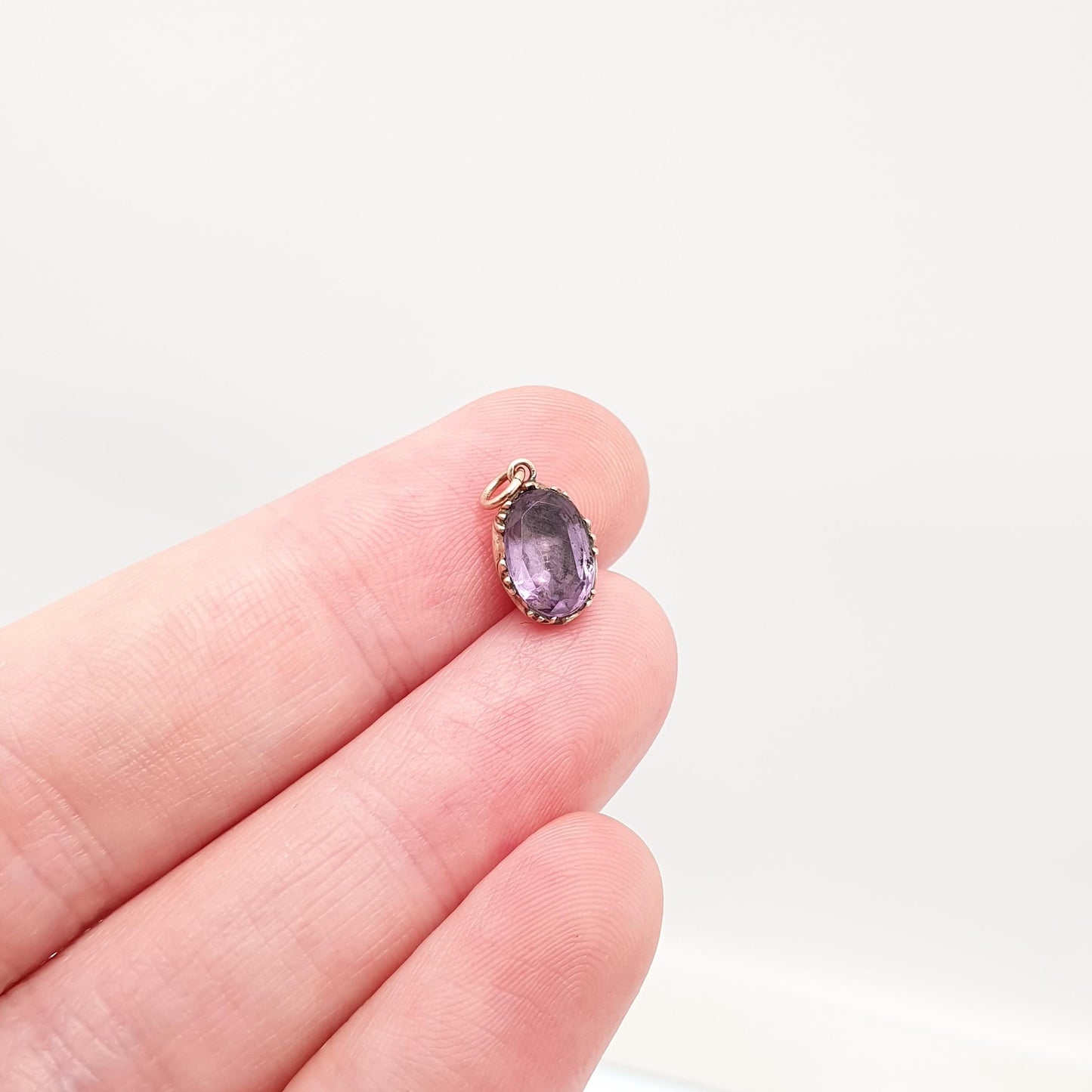 Antique Victorian 9ct Gold Natural Amethyst Pendant Charm Solid 9k 375 Necklace Oval Cut Gemstone Vintage Womens Ladies Jewellery Jewelry
