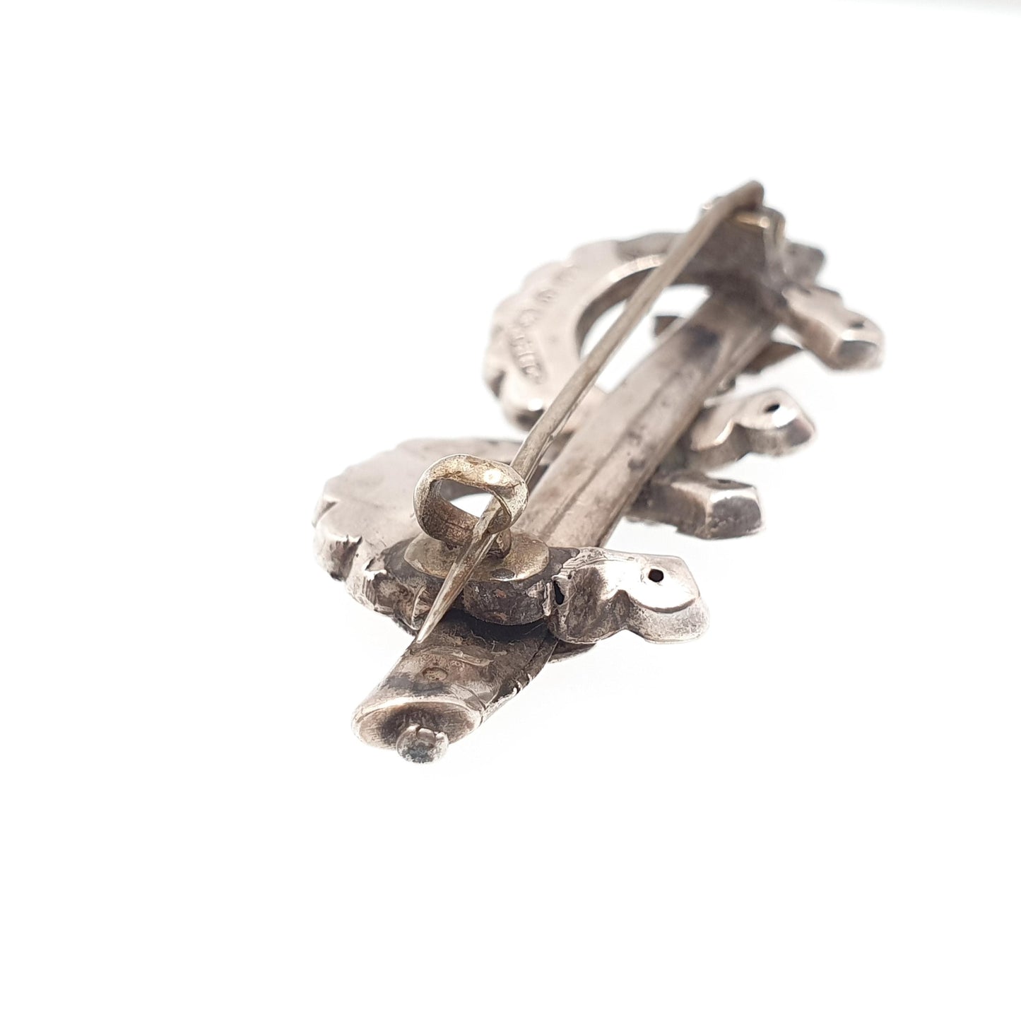 Antique Victorian Sterling Silver Horseshoe Brooch Sweetheart Pin 1876 Hallmark Rose Gold Highlights Flowers 1800s Vintage Jewelry Jewellery
