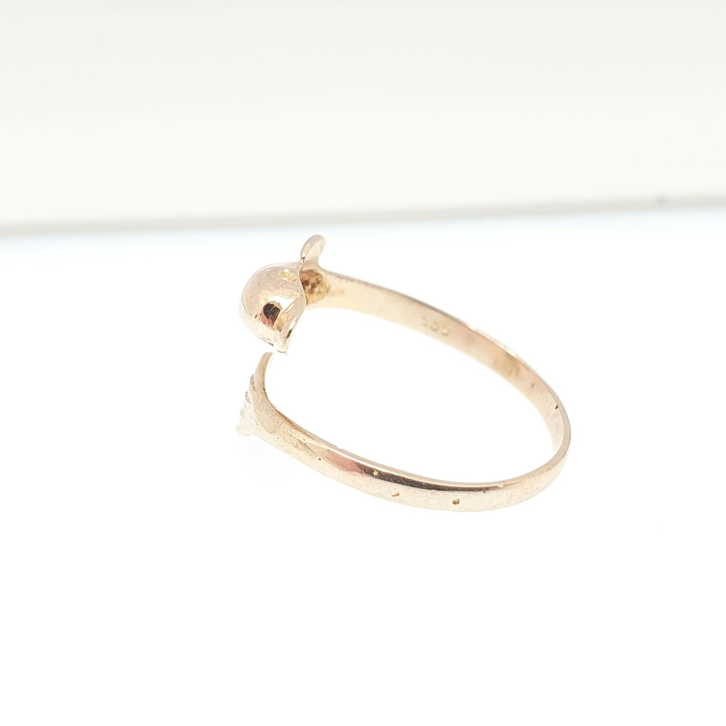 Vintage 14k Gold Dolphin Ring Solid 14kt 585 Yellow Crossover Wrap Band Stacker Stacking Fine Animal Round Womens Retro Jewelry Jewellery