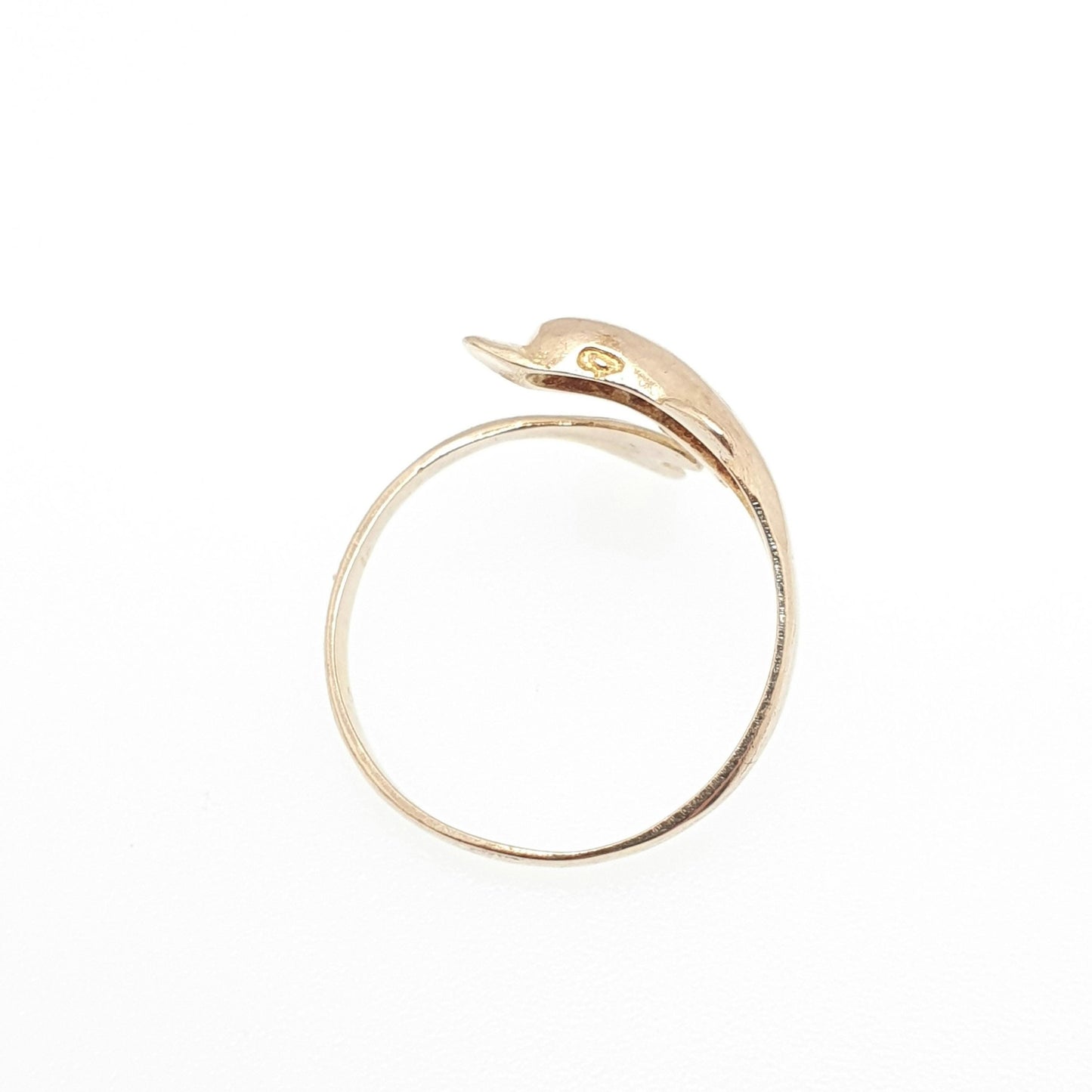 Vintage 14k Gold Dolphin Ring Solid 14kt 585 Yellow Crossover Wrap Band Stacker Stacking Fine Animal Round Womens Retro Jewelry Jewellery