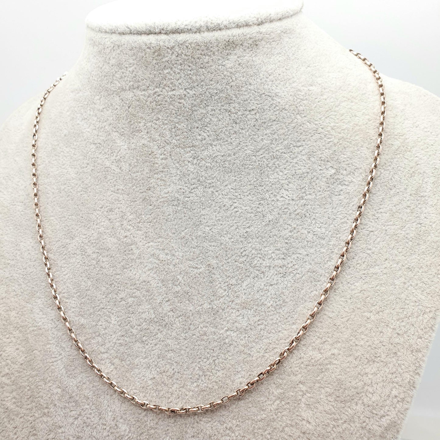 Antique 9ct 9k Gold Chain Necklace Victorian Belcher Guard Cable Link Solid 375 49cm 19.3" 5.75g Estate Oval Genuine Vintage Womens Jewelry