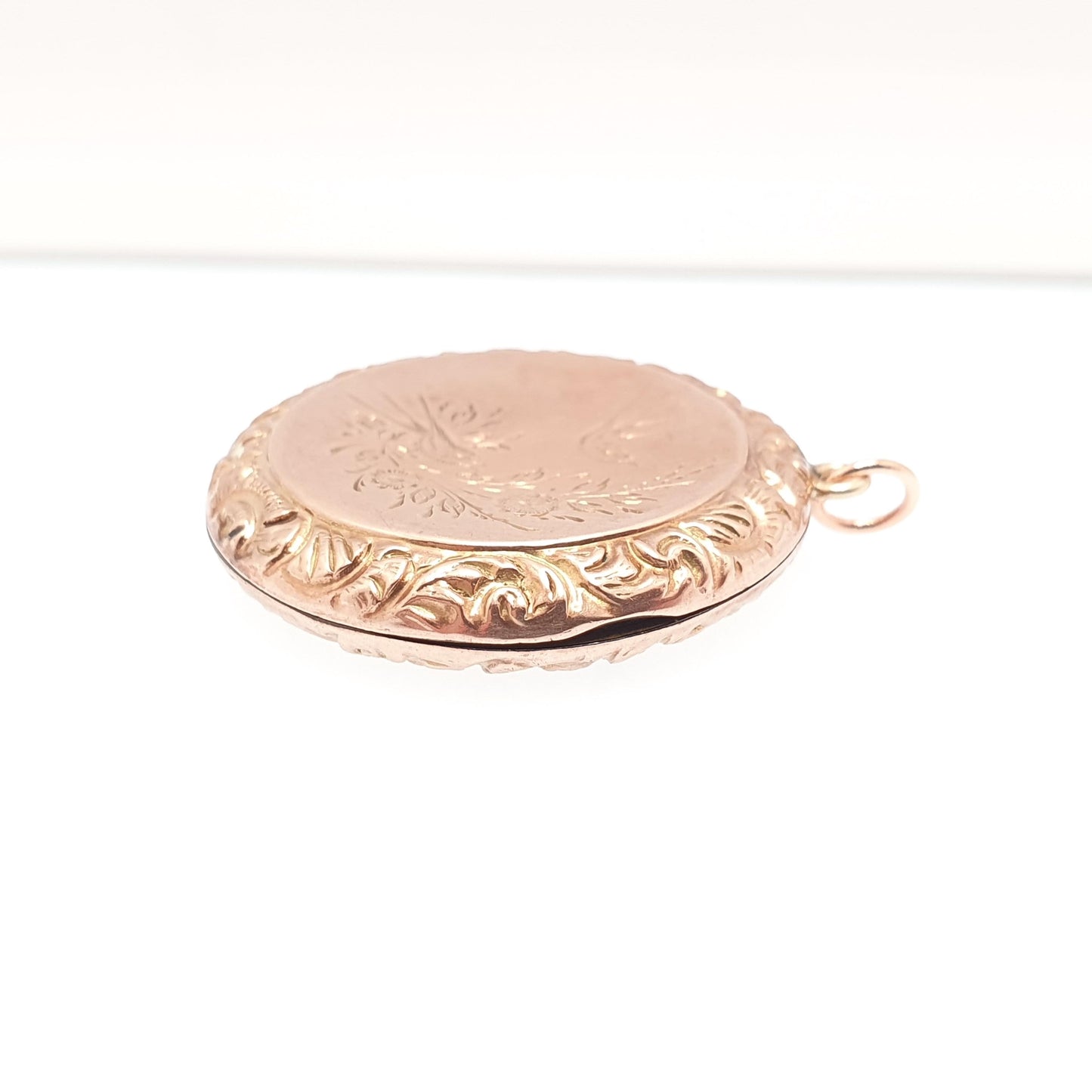 Antique 9ct Rose Gold Bird Locket Solid 9k 375 Large Round Pendant Fine Estate Big Love Gift Back & Front Necklace Jewelry Womens Jewellery