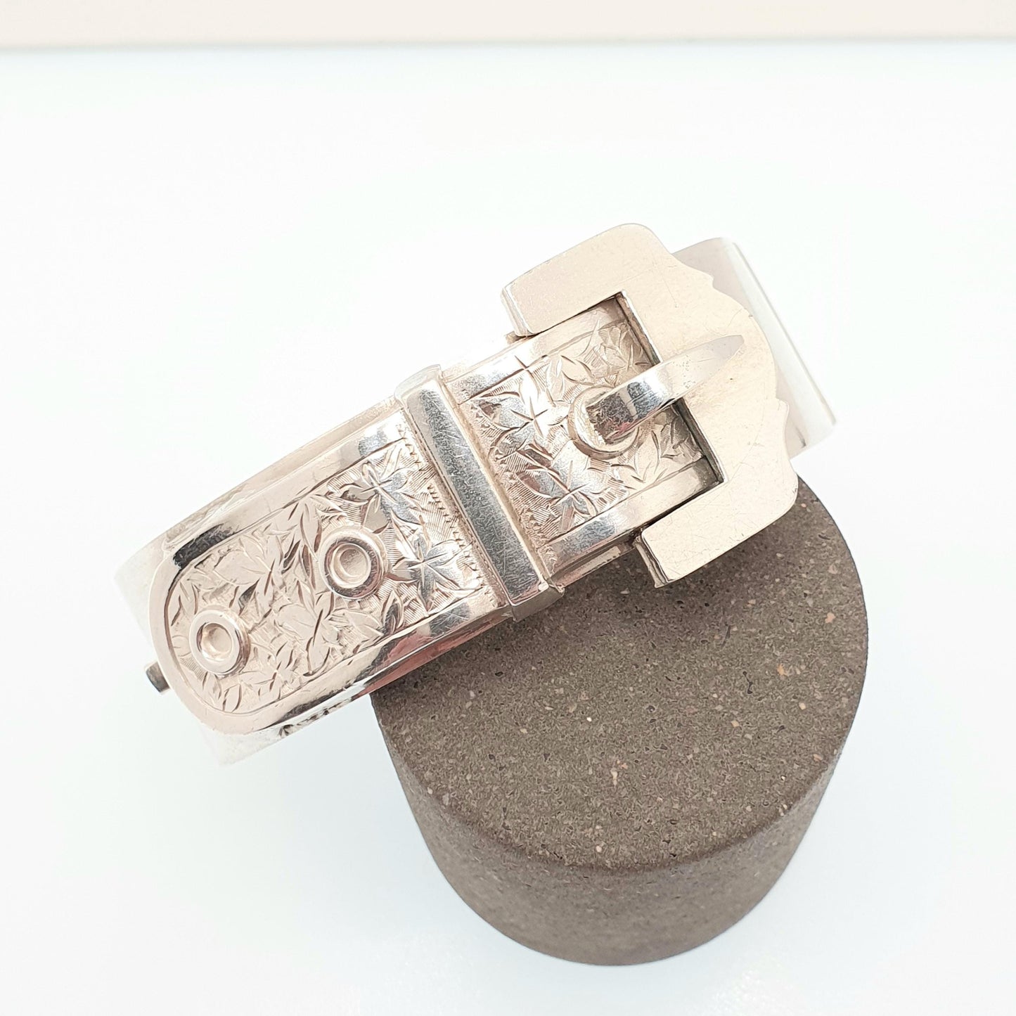Antique Victorian Sterling Silver Buckle Bracelet Snap Bangle 1883 Hallmark Belt Hand Engraved Fine Estate 1800s Belt Vintage Womens