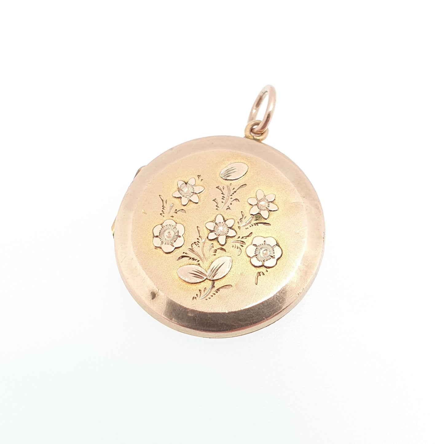 Antique 9ct Rose Gold Locket Victorian Flower Floral Solid 9k 375 Back & Front Engraved Cute Pendant Gift Necklace Jewelry Womens Jewellery