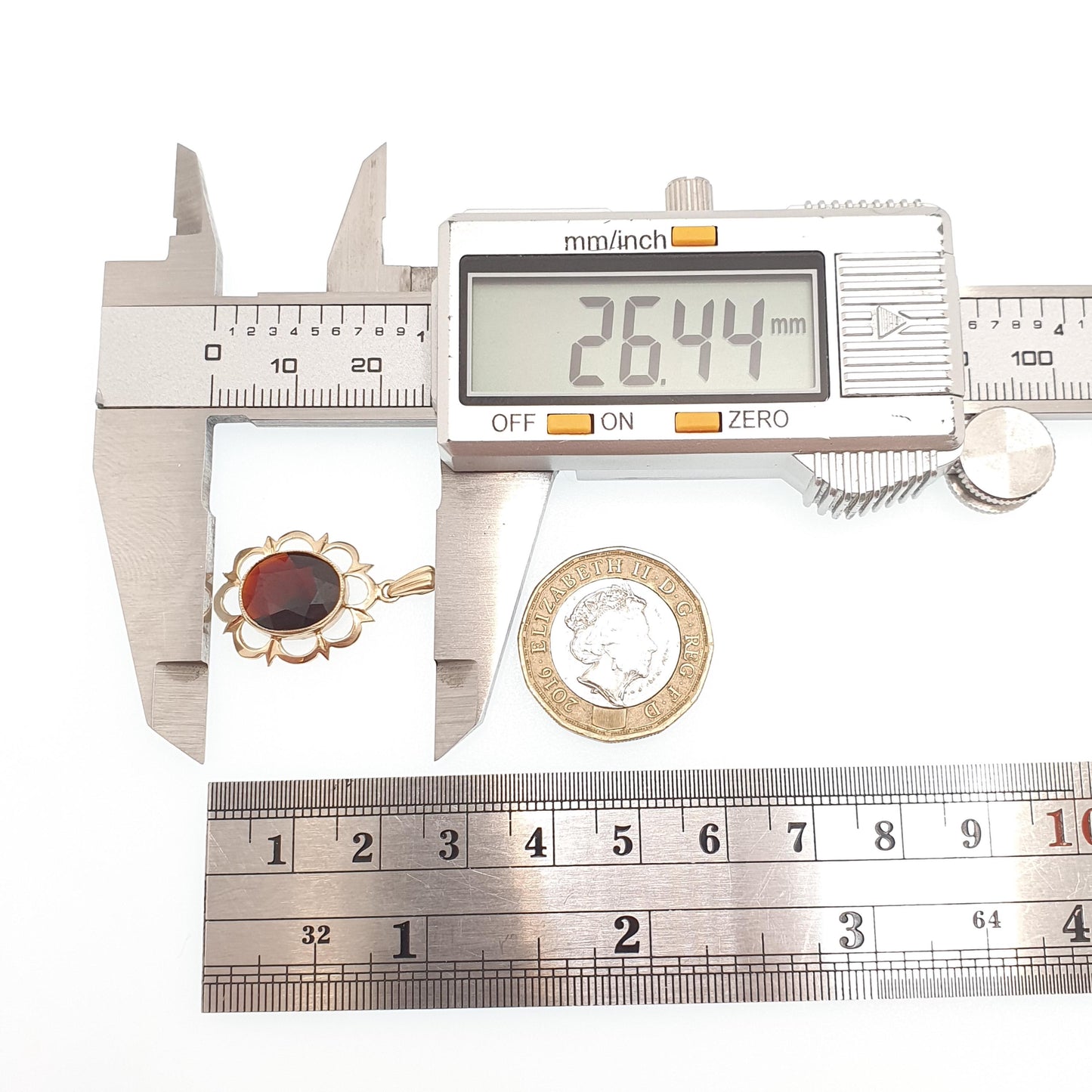 Vintage 9ct 9k Gold Garnet Heart Pendant Necklace 1978 Hallmarked Genuine Red Gemstone Cluster Solid 375 Estate Womens Jewellery Jewelry