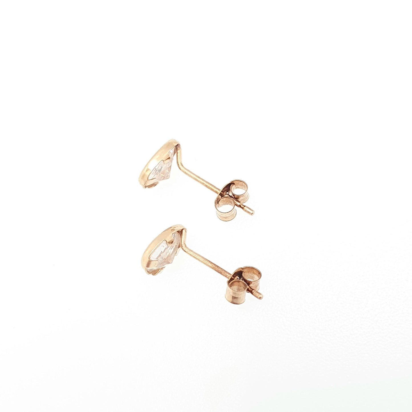 RESERVED/SOLD DON Vintage 9k 9ct Gold CZ Earrings Pear Cut Stud Cute Solid 375 Diamond Simulant Sparkly CZ's Ladies Womens Girls