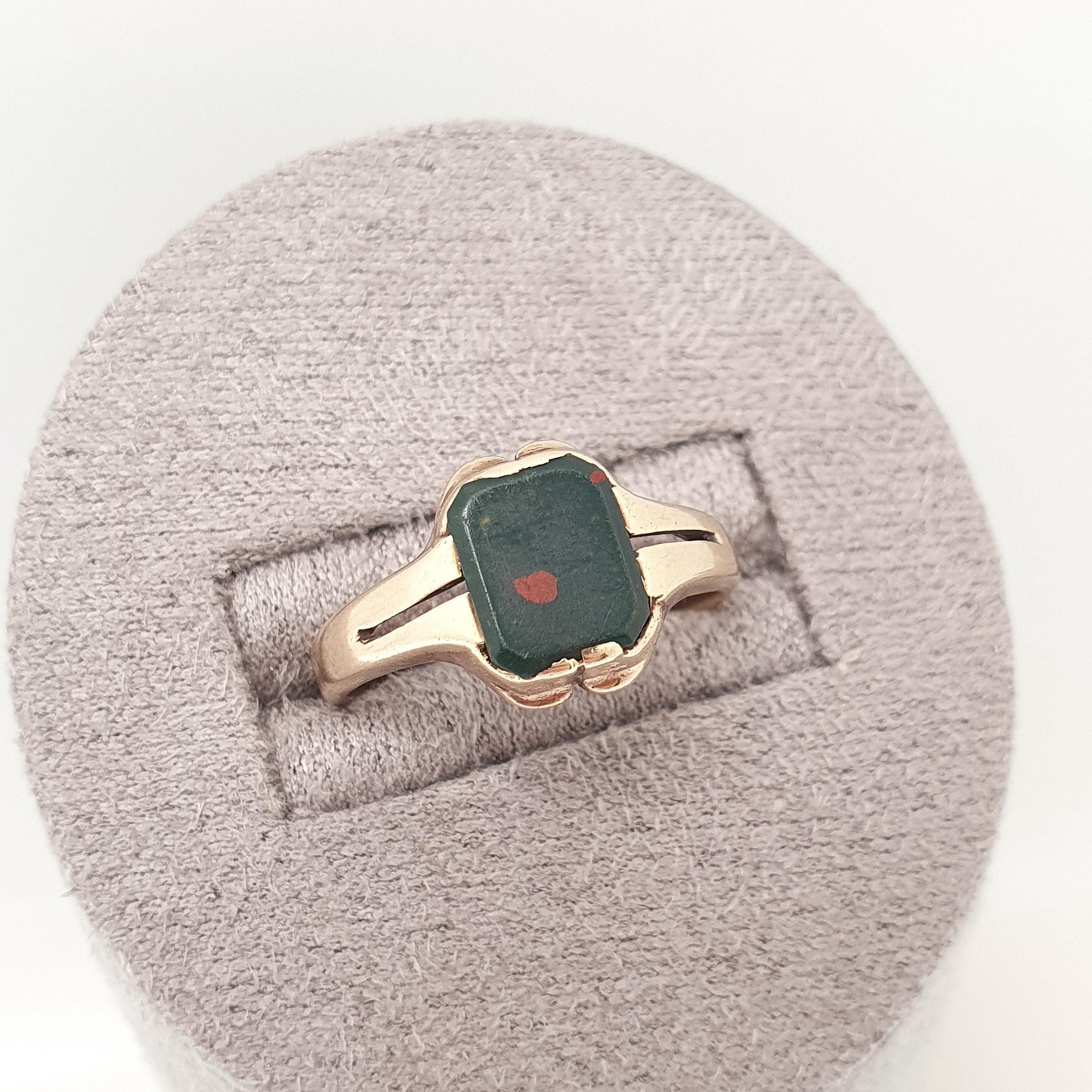 Antique 9ct Gold Bloodstone Signet Ring Art Deco Rectangular Cut Solid 9k 9kt 375 1920s Genuine Real Gemstone Quartz Mens Womens Vintage