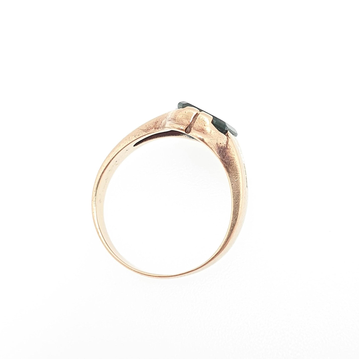 Antique 9ct Gold Bloodstone Signet Ring Art Deco Rectangular Cut Solid 9k 9kt 375 1920s Genuine Real Gemstone Quartz Mens Womens Vintage
