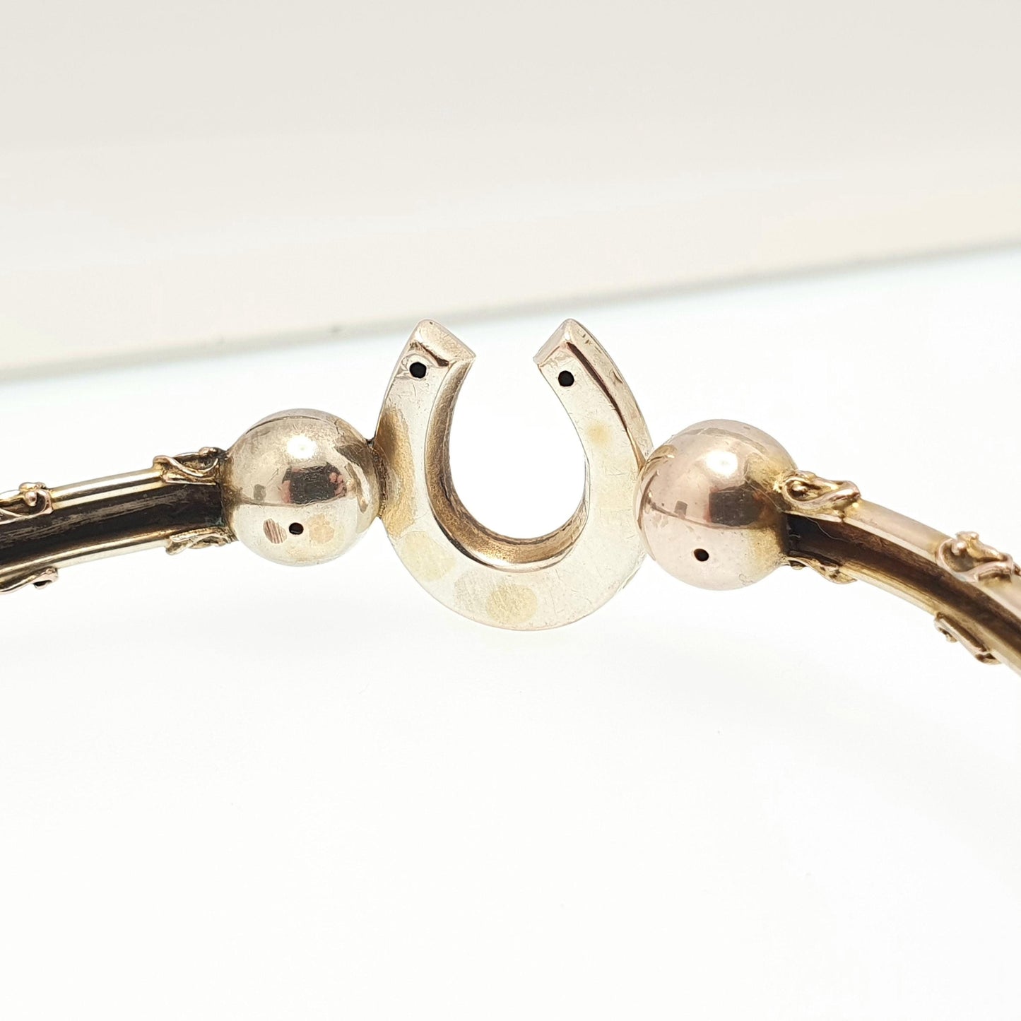 Antique 9ct 9k Gold Horseshoe Bracelet Bangle Seed Pearl Edwardian Lucky Good Luck Solid 375 Rose Yellow Vintage Jewelry Jewellery Womens