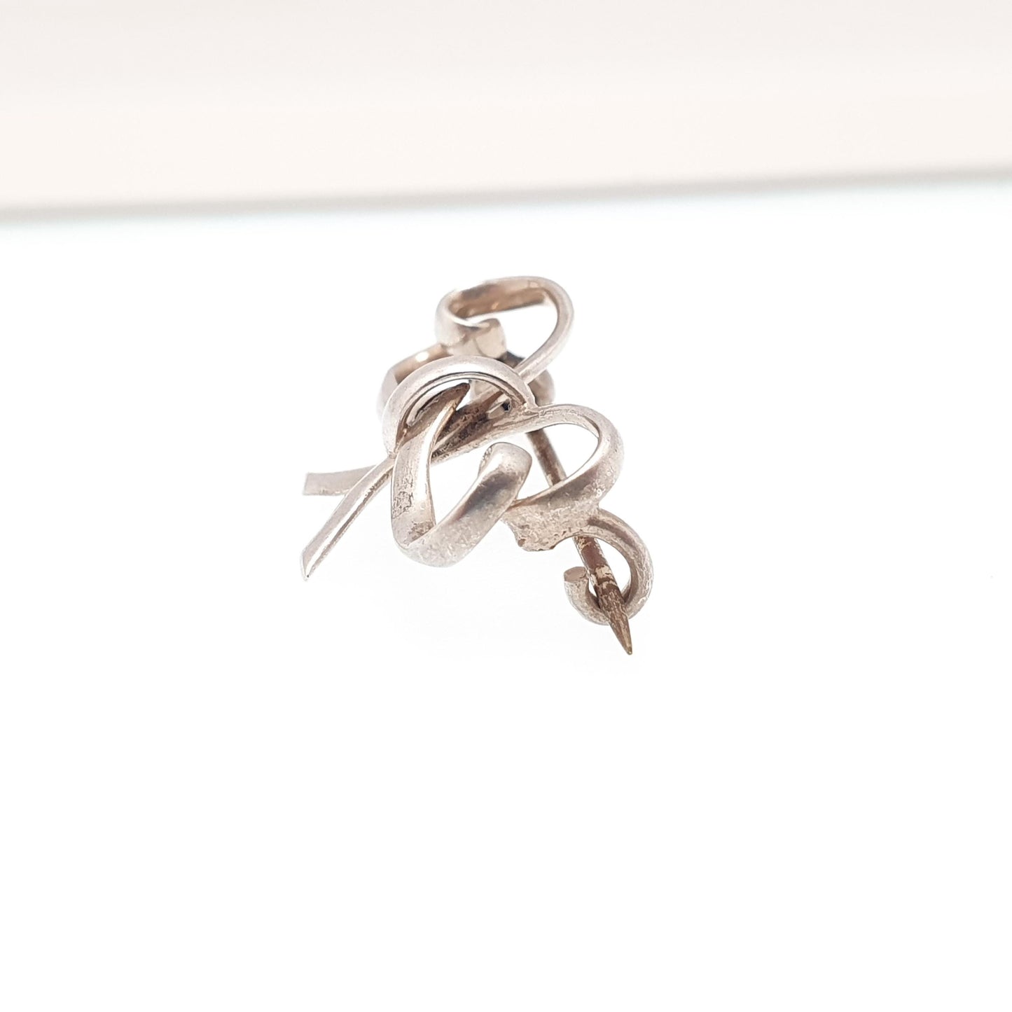 Antique Charles Horner Sterling Silver Bow Brooch Ribbon CH 1908 Hallmark Chester Knot Art Nouveau 1910s Vintage Womens Jewellery Jewelry