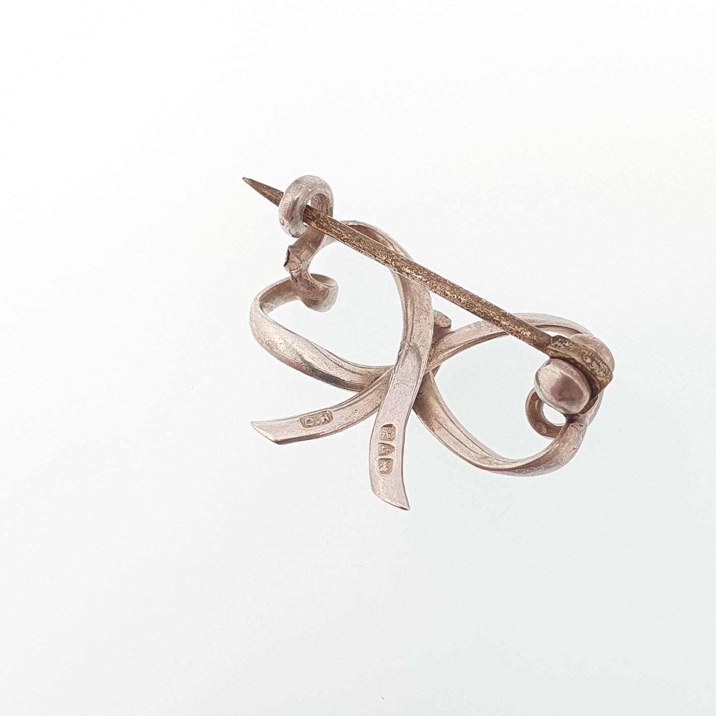 Antique Charles Horner Sterling Silver Bow Brooch Ribbon CH 1908 Hallmark Chester Knot Art Nouveau 1910s Vintage Womens Jewellery Jewelry