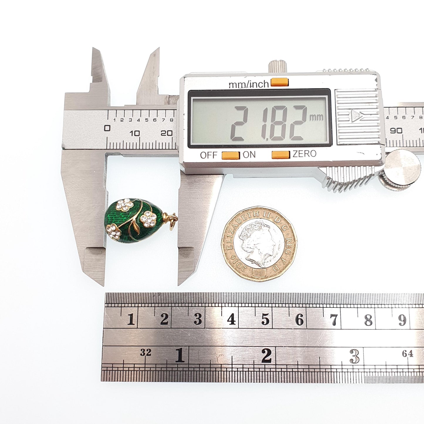 Vintage Gold Gilt Green Enamel Egg Charm Pendant CZ Gemstone Necklace Champleve Bracelet Russian Style Plate Plated Jewelry Jewellery