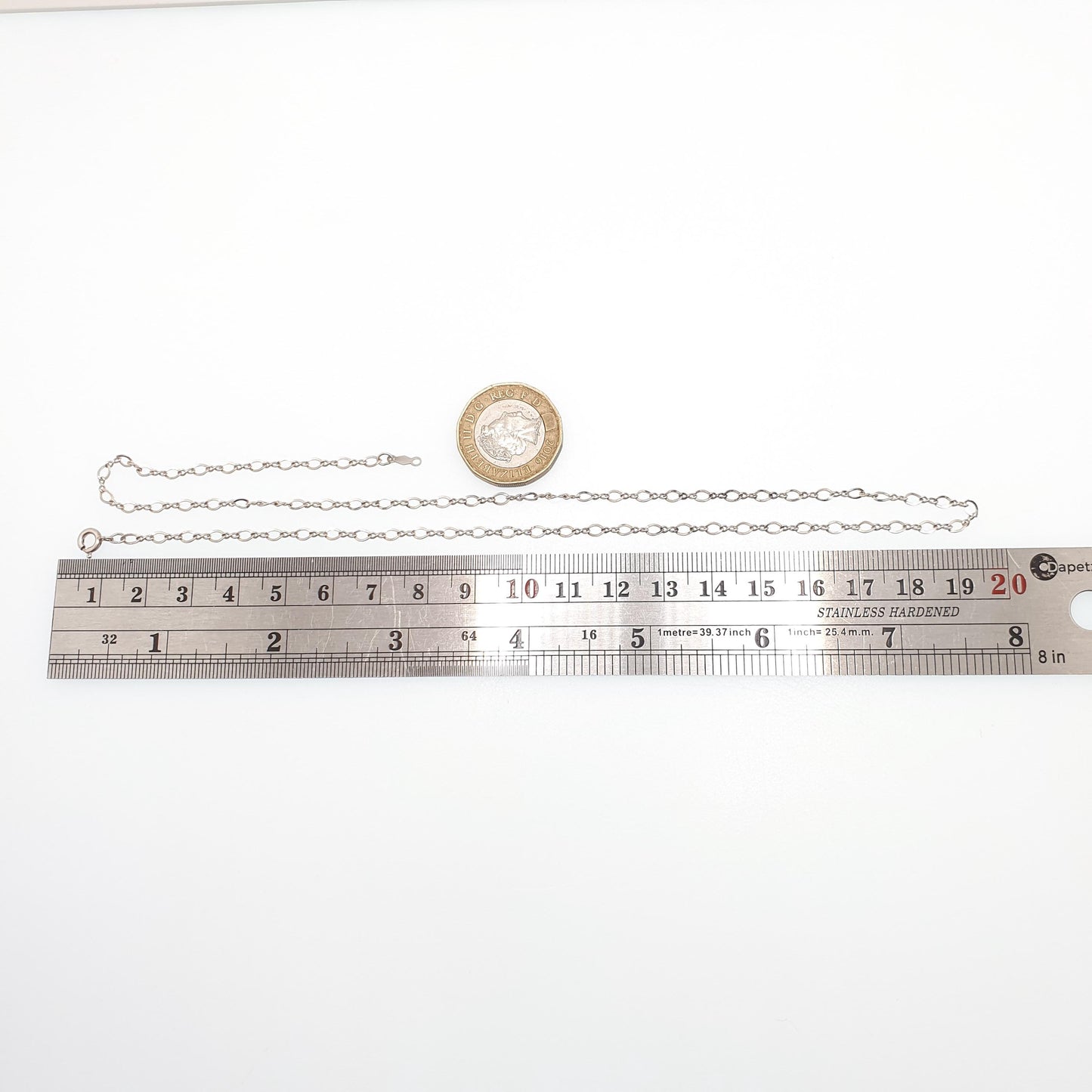 Vintage Sterling Silver Figaro Link Chain Necklace 46cm 18.1" 2.77g Curb Links Long Solid 925 Unisex Mens Womens Retro Jewelry Jewellery