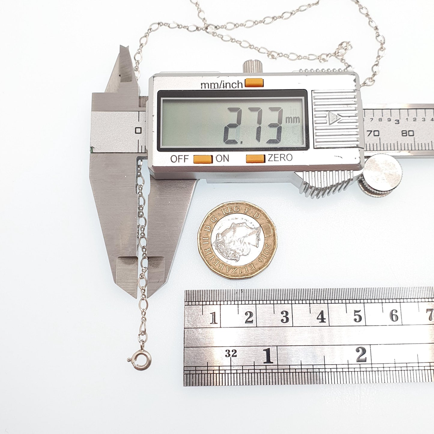 Vintage Sterling Silver Figaro Link Chain Necklace 46cm 18.1" 2.77g Curb Links Long Solid 925 Unisex Mens Womens Retro Jewelry Jewellery