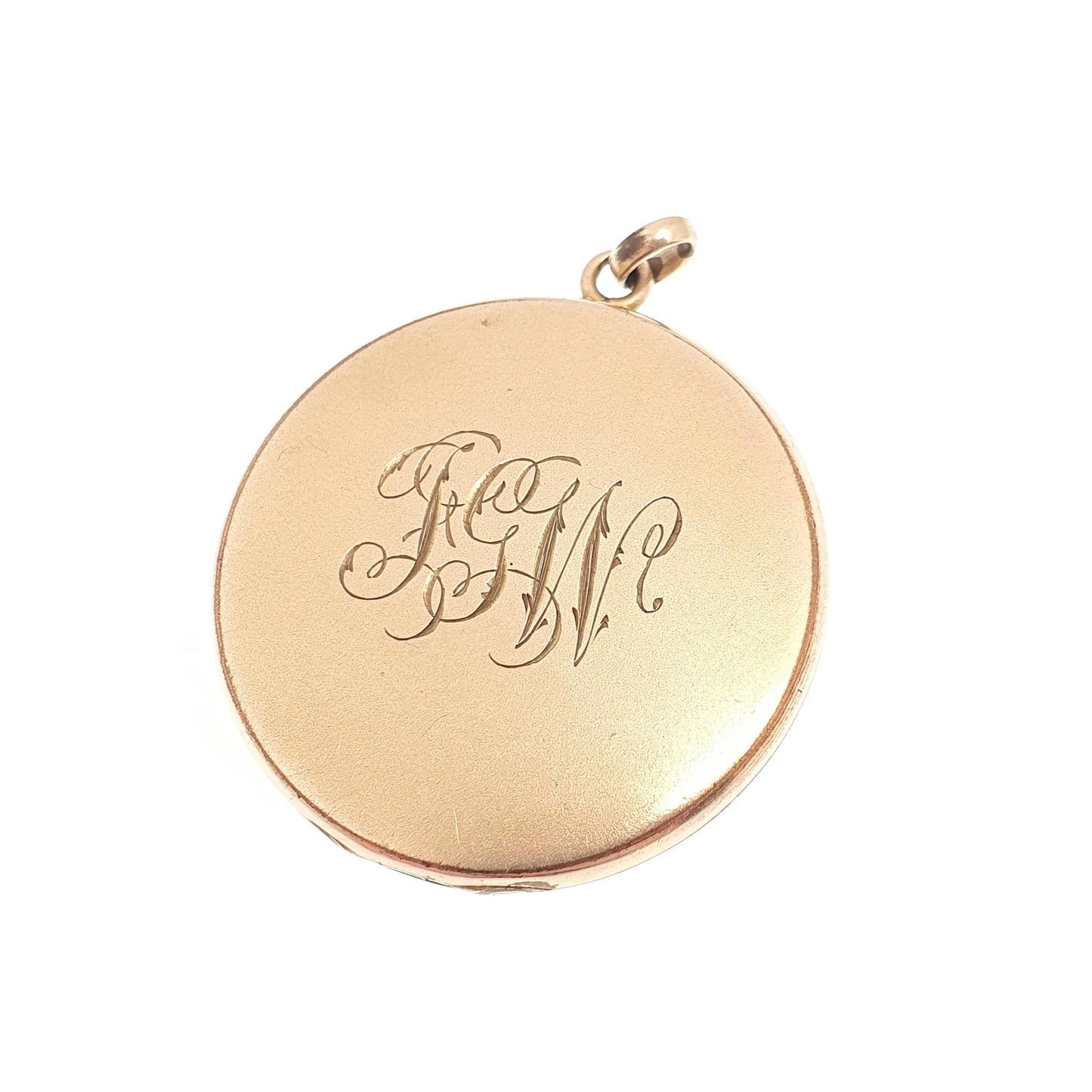 Antique Rolled Gold Locket Bates & Bacon Gold Filled Large Big JGW Initial Engraved Necklace Pendant Round Circle Yellow Vintage Jewelry