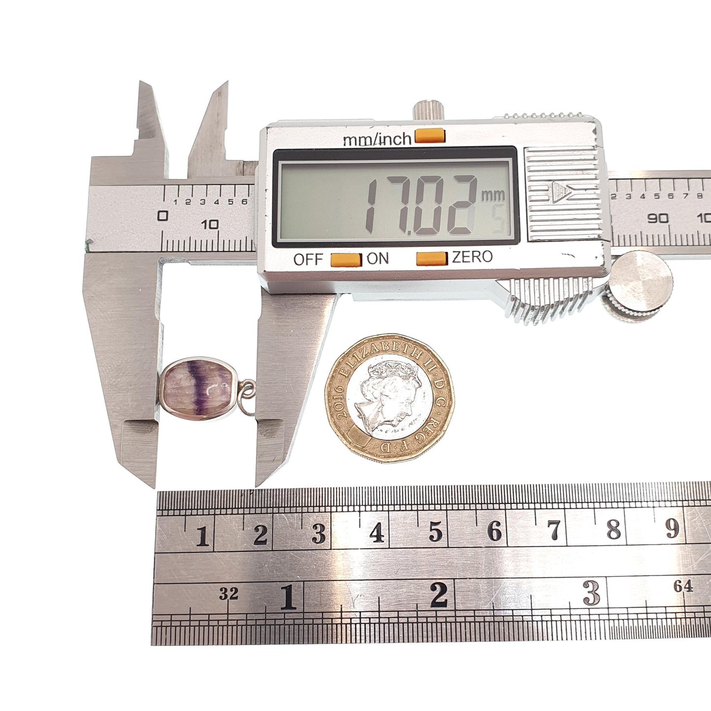 Vintage Sterling Silver Blue John Necklace Pendant Small Hallmarked Cabochon Charm Border Bleu Jaune Womens Mens Rare Gemstone Retro Jewelry