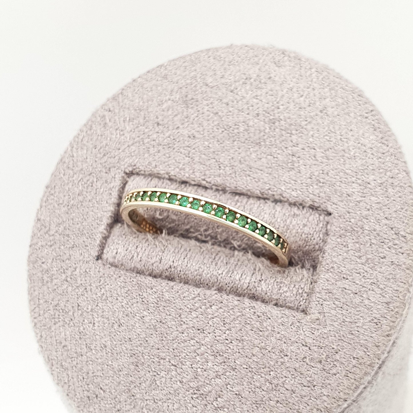 Vintage 9k 9kt Gold Emerald Ring Half Eternity Solid 9ct 375 Estate Fine Retro Genuine Gemstone Stacker Gift Real Jewelry Jewellery Womens
