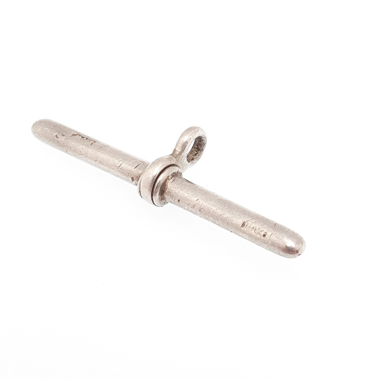 Antique Sterling Silver T Bar Pendant Fob Victorian Albert Chain Necklace Pocket Watch Charm Solid 925 Vintage Mens Womens Jewelry Jewellery