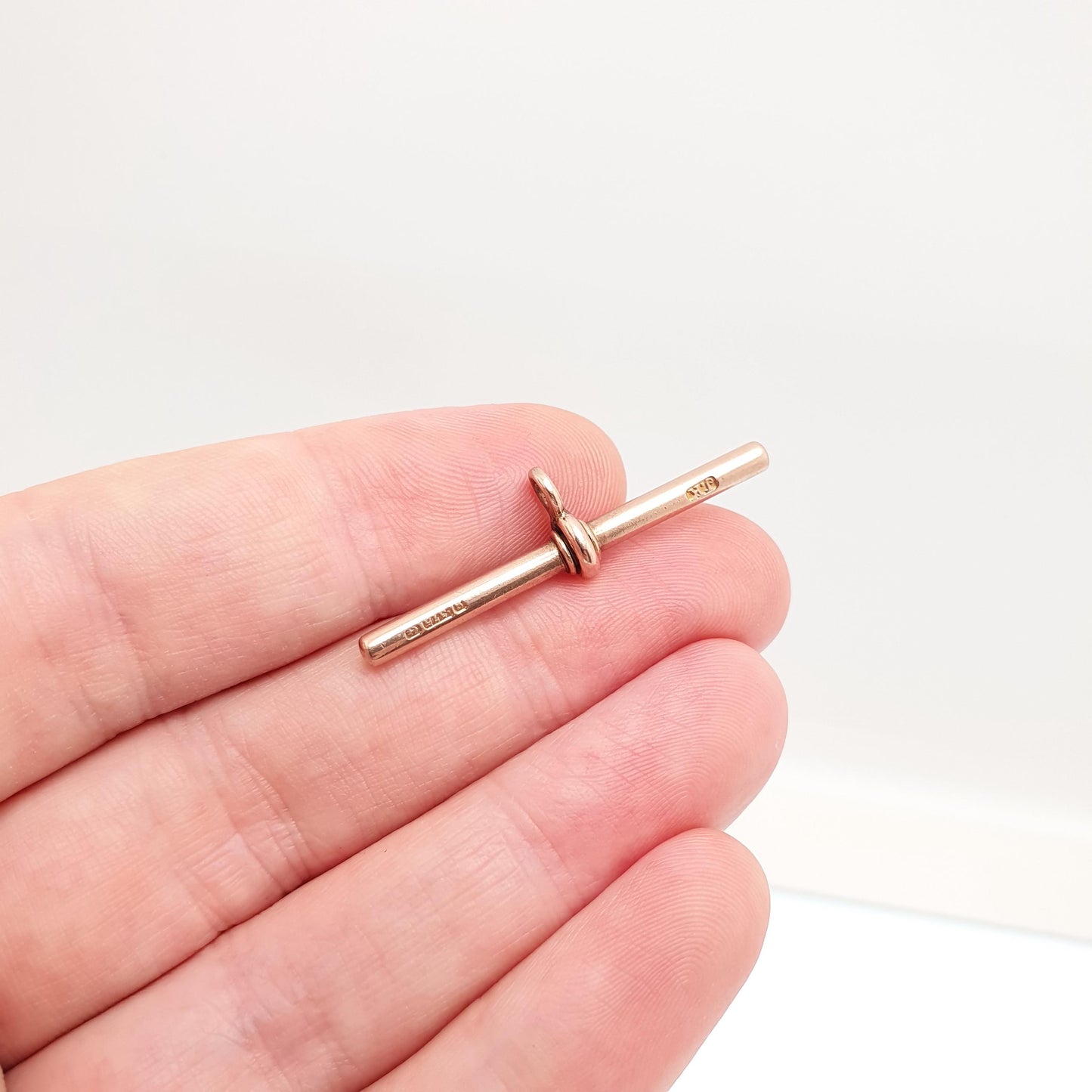 Antique 9ct Rose Gold T Bar Pendant Fob Necklace Solid 375 9k 9 Carat Large Hallmark Albert Chain Red Vintage Jewelry Jewellery Mens Womens