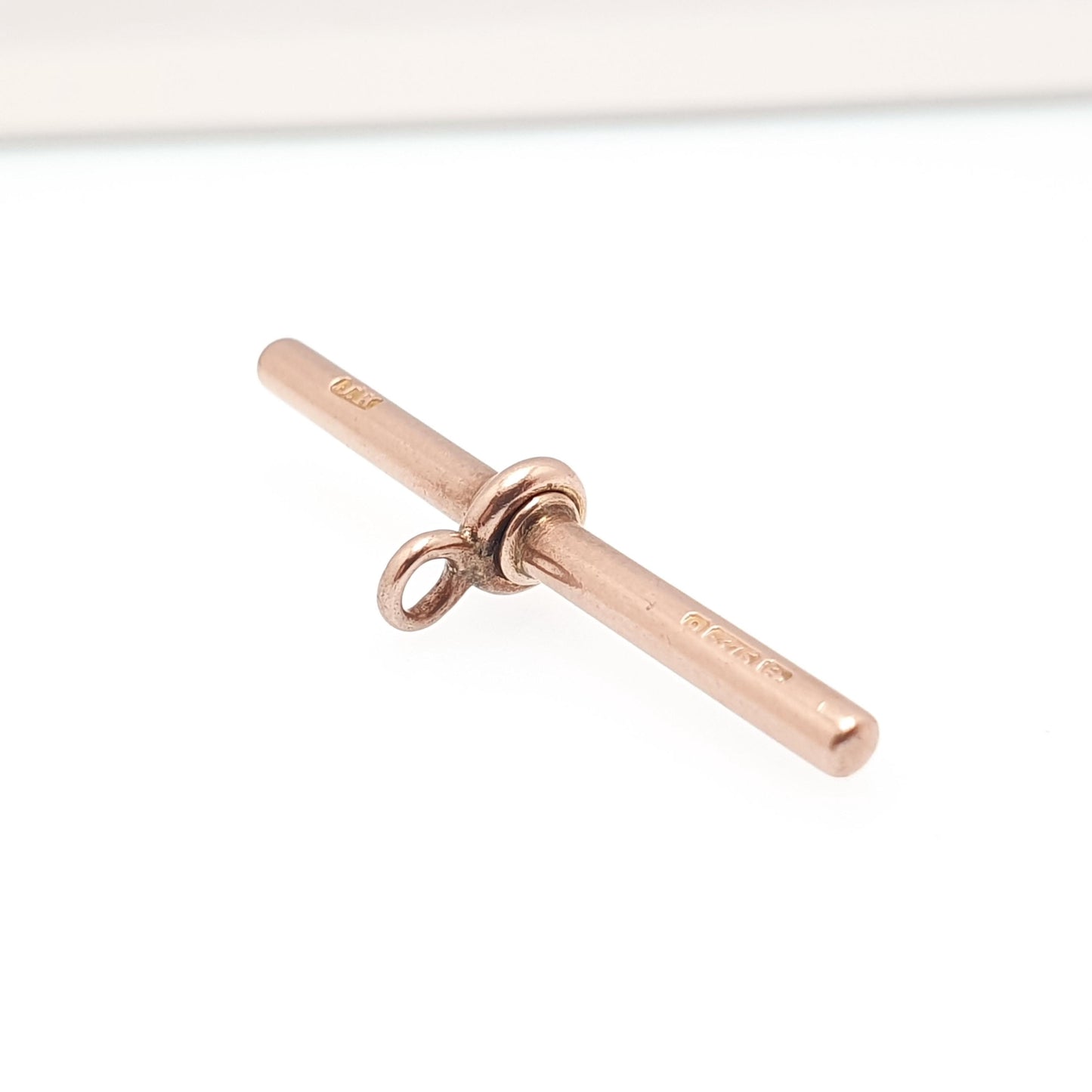 Antique 9ct Rose Gold T Bar Pendant Fob Necklace Solid 375 9k 9 Carat Large Hallmark Albert Chain Red Vintage Jewelry Jewellery Mens Womens
