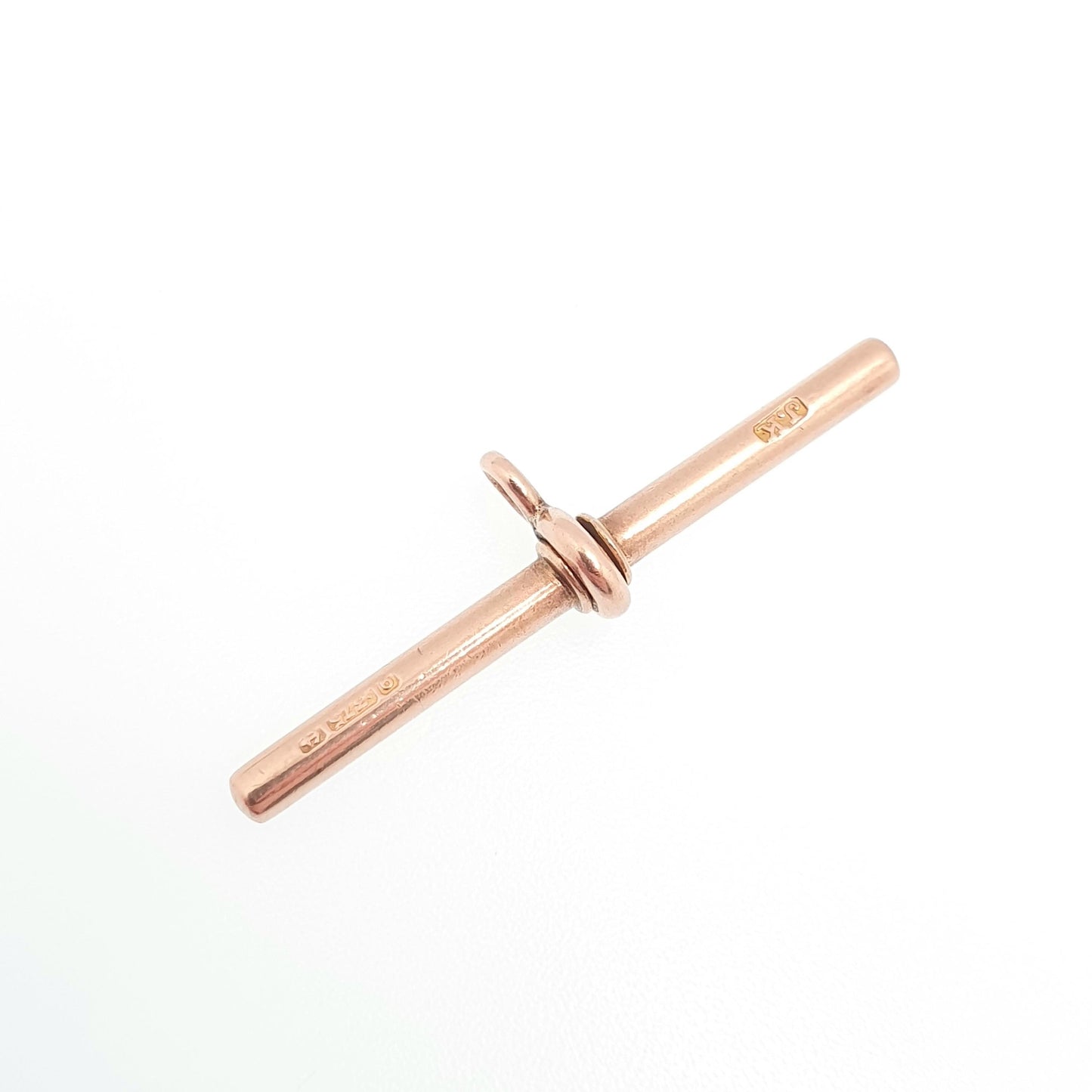 Antique 9ct Rose Gold T Bar Pendant Fob Necklace Solid 375 9k 9 Carat Large Hallmark Albert Chain Red Vintage Jewelry Jewellery Mens Womens