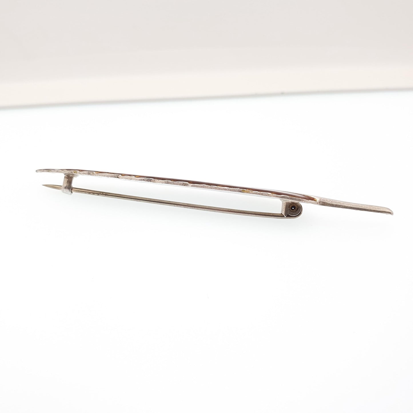 Antique Sterling Silver Enamel Feather Leaf Brooch Pin Autumn Leaves Brown Orange Bird Solid 925 Naturalistic Vintage Jewelry Jewellery